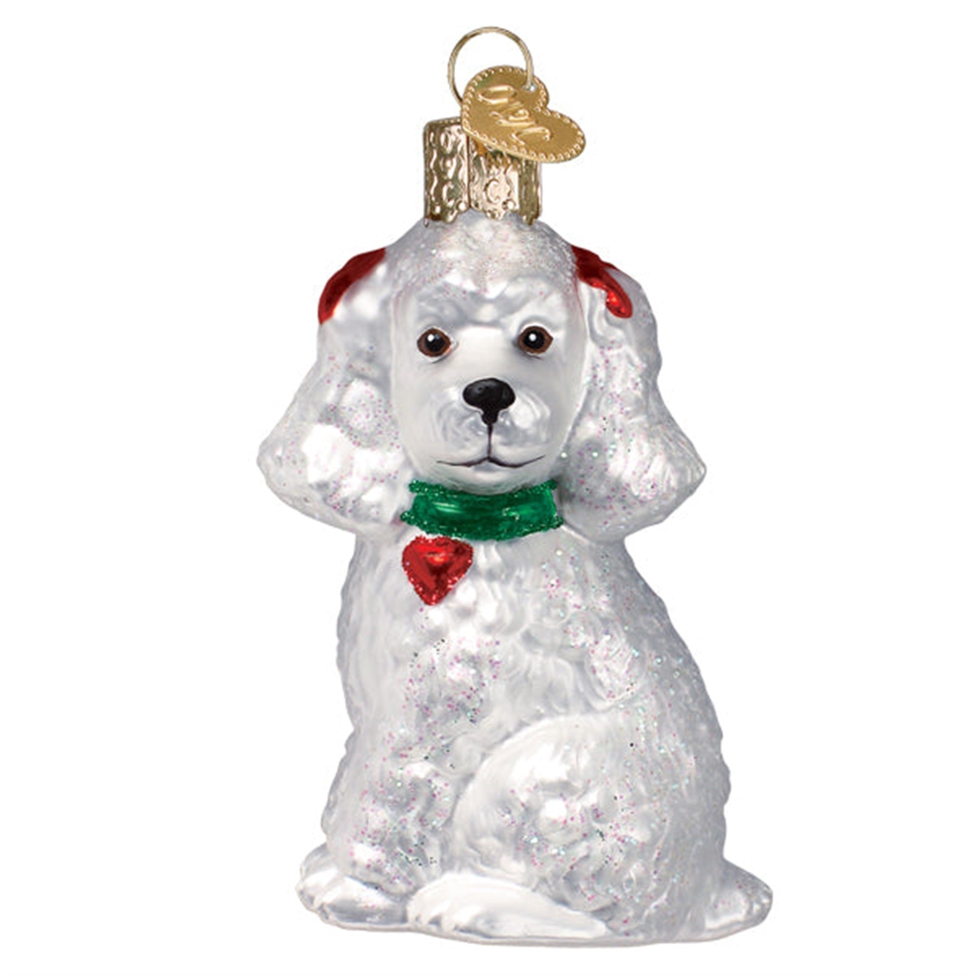 Old World Christmas Blown Glass Ornament for Christmas Tree, White Poodle