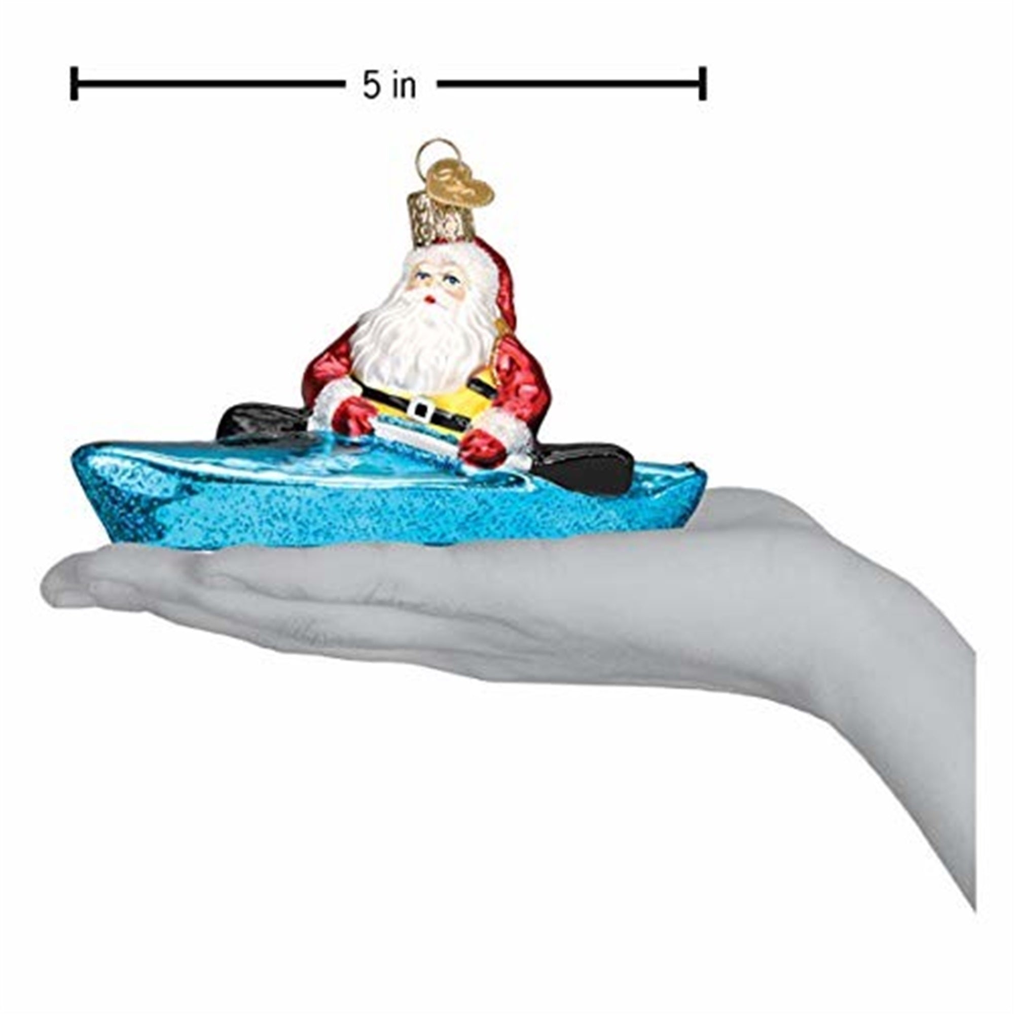 Old World Christmas Blown Glass Ornament for Christmas Tree, Santa In Kayak