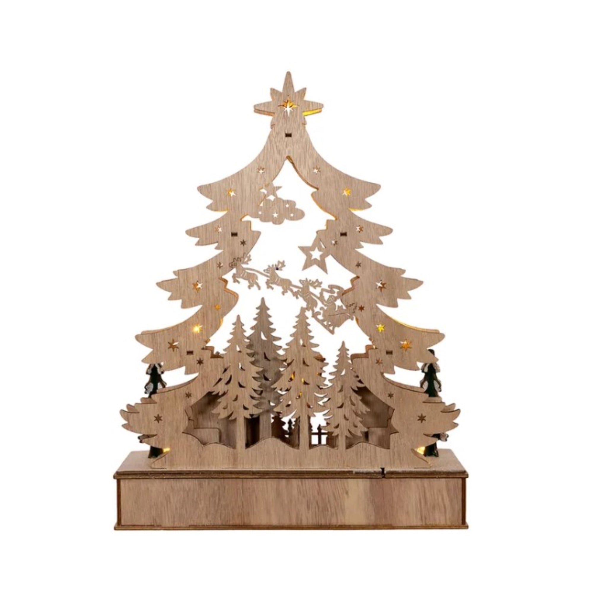 Kurt Adler Battery Operated Lighted Christmas Tree Village Christmas Decoration, 12.5in