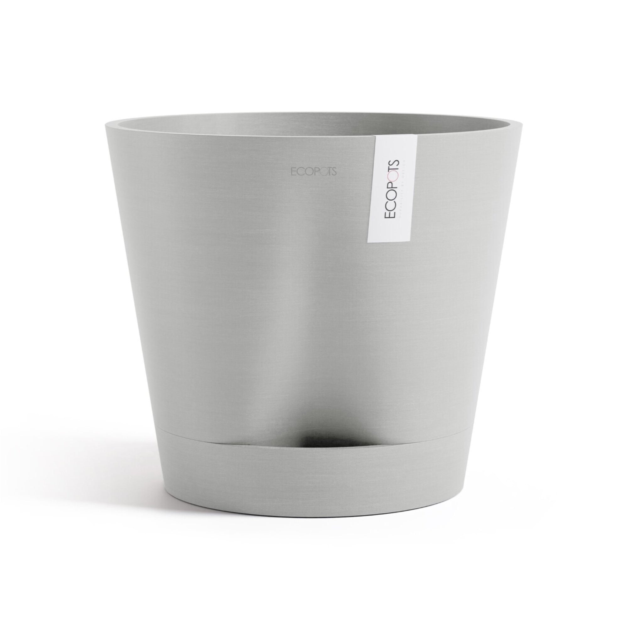 Ecopots Venice 2 Durable Modern Round Indoor/Outdoor Recycled-Based Composite Flower Pot Planter w/ Water Reservoir