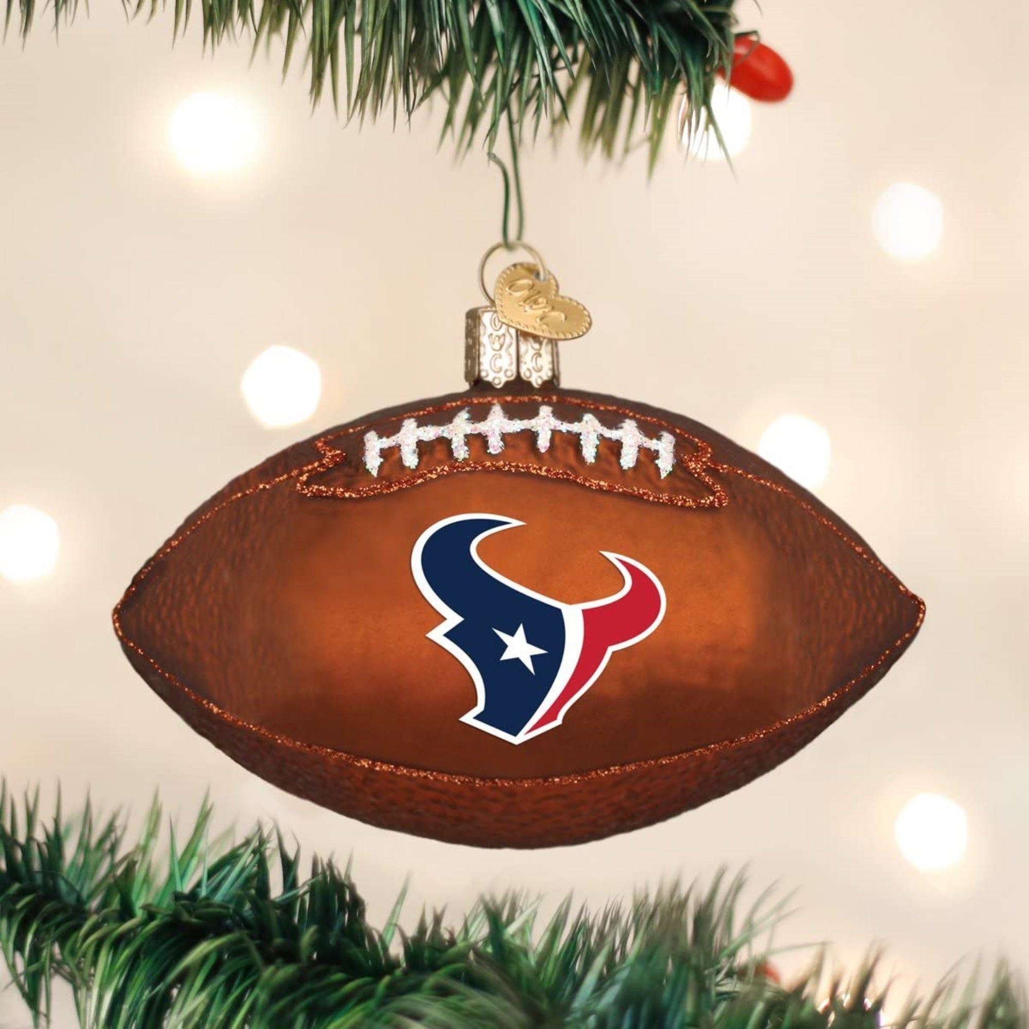 Old World Christmas Blown Glass Ornament for Christmas Tree, Houston Texans Football