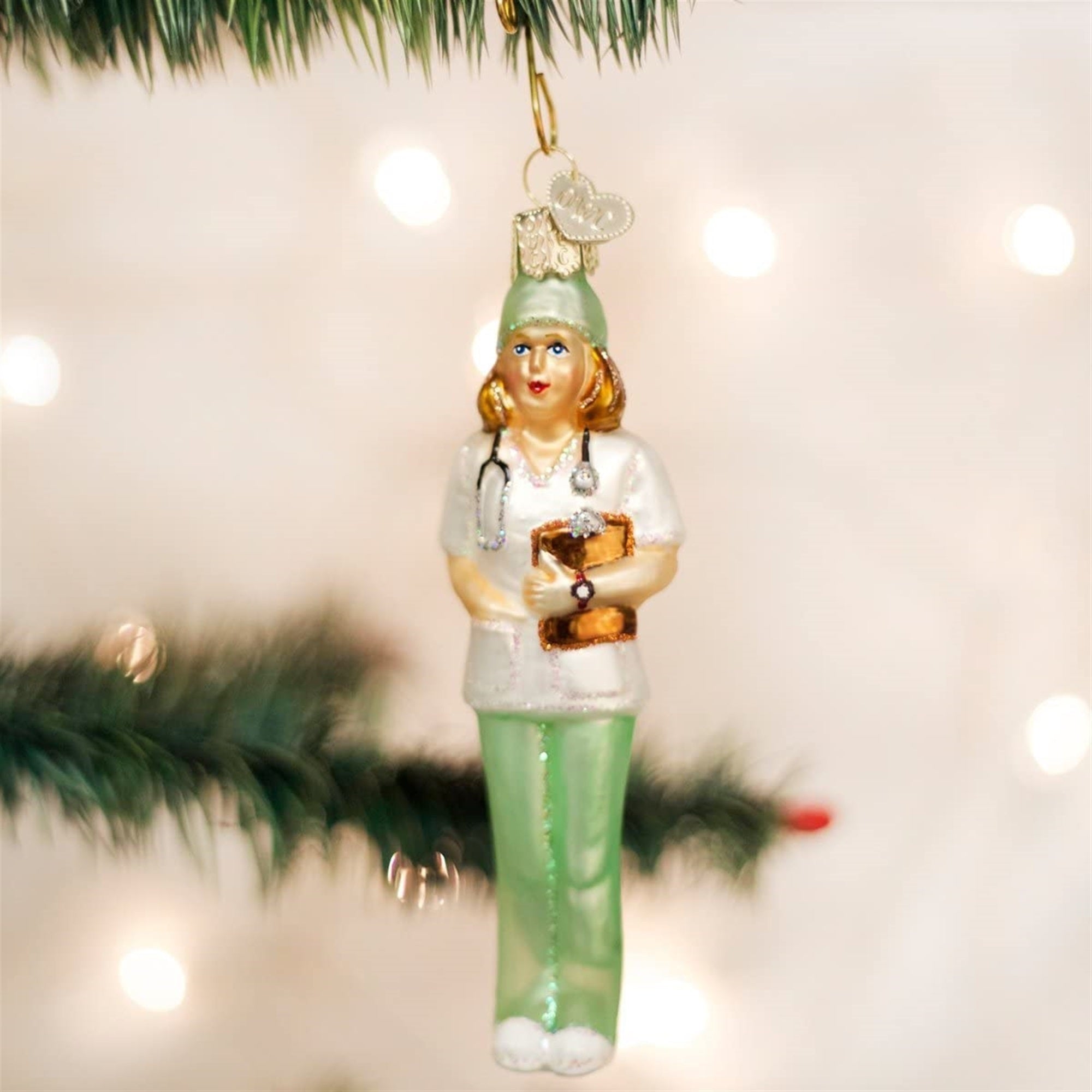 Old World Christmas Blown Glass Ornament for Christmas Tree, Nurse