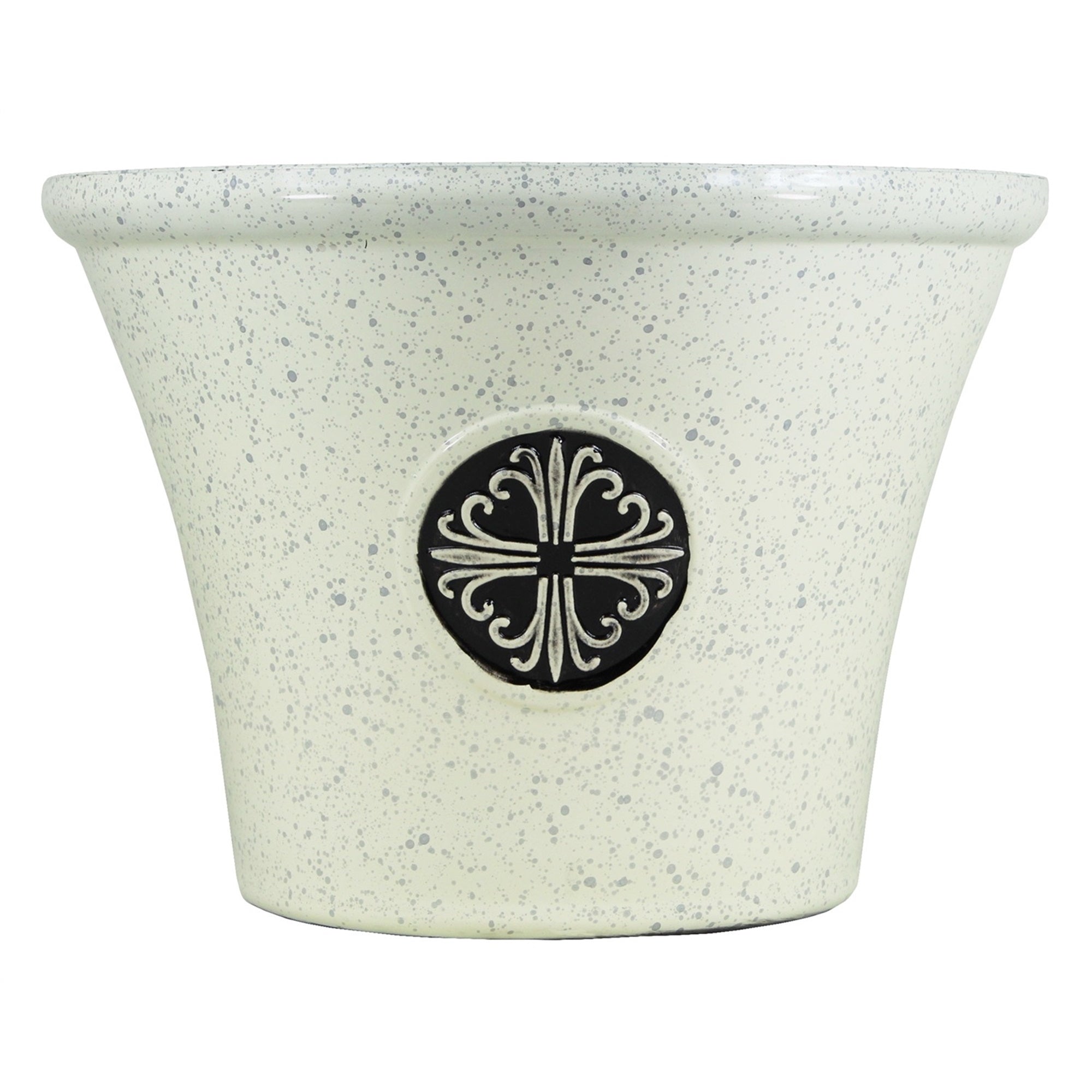 Garden Elements Indoor/Outdoor Plastic Modern Logo Planter with Drainage Holes, Lightweight & Durable, 14.75"