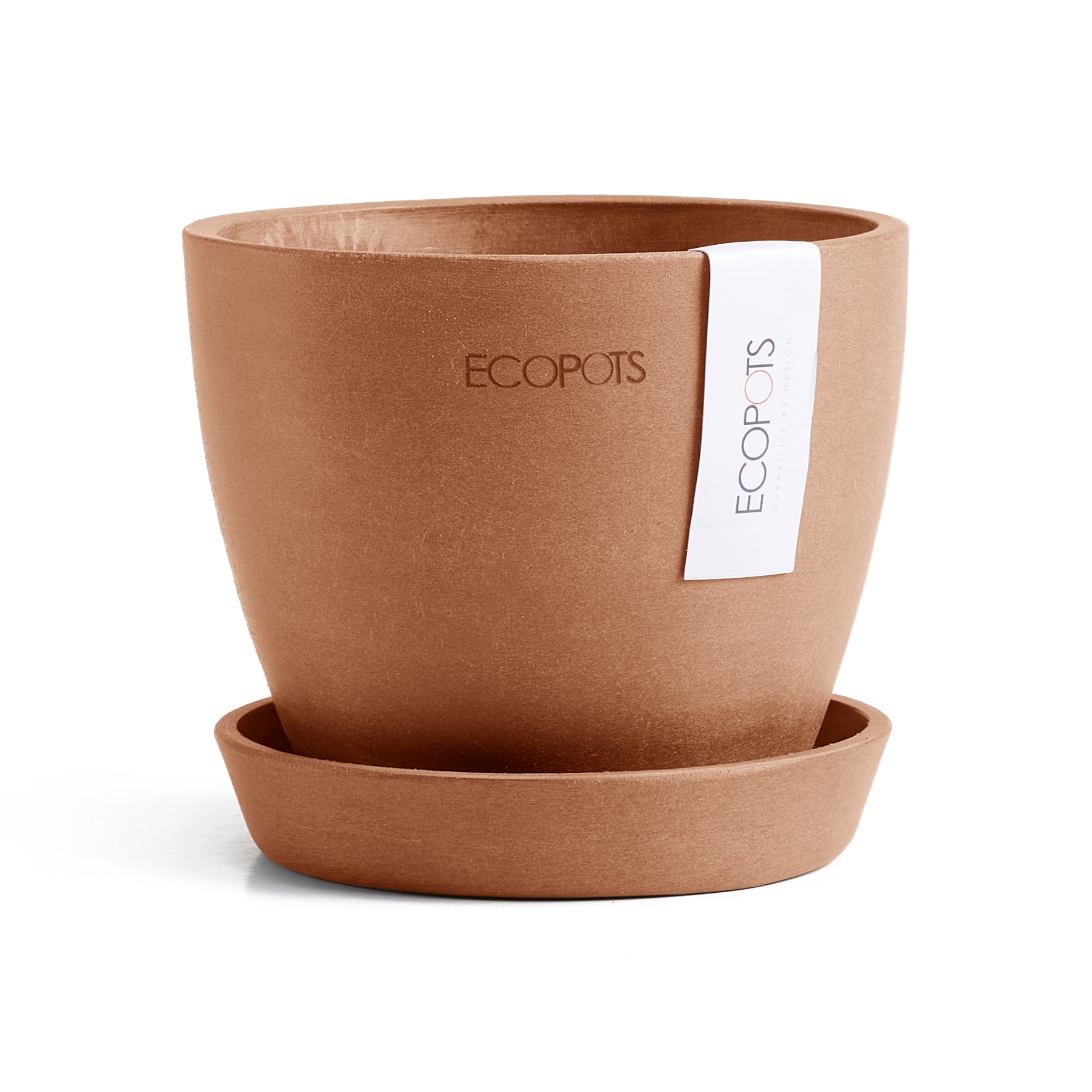 Ecopots Antwerp Mini Durable Modern Round Indoor/Outdoor Recycled-Based Composite Flower Pot Planter w/ Saucer