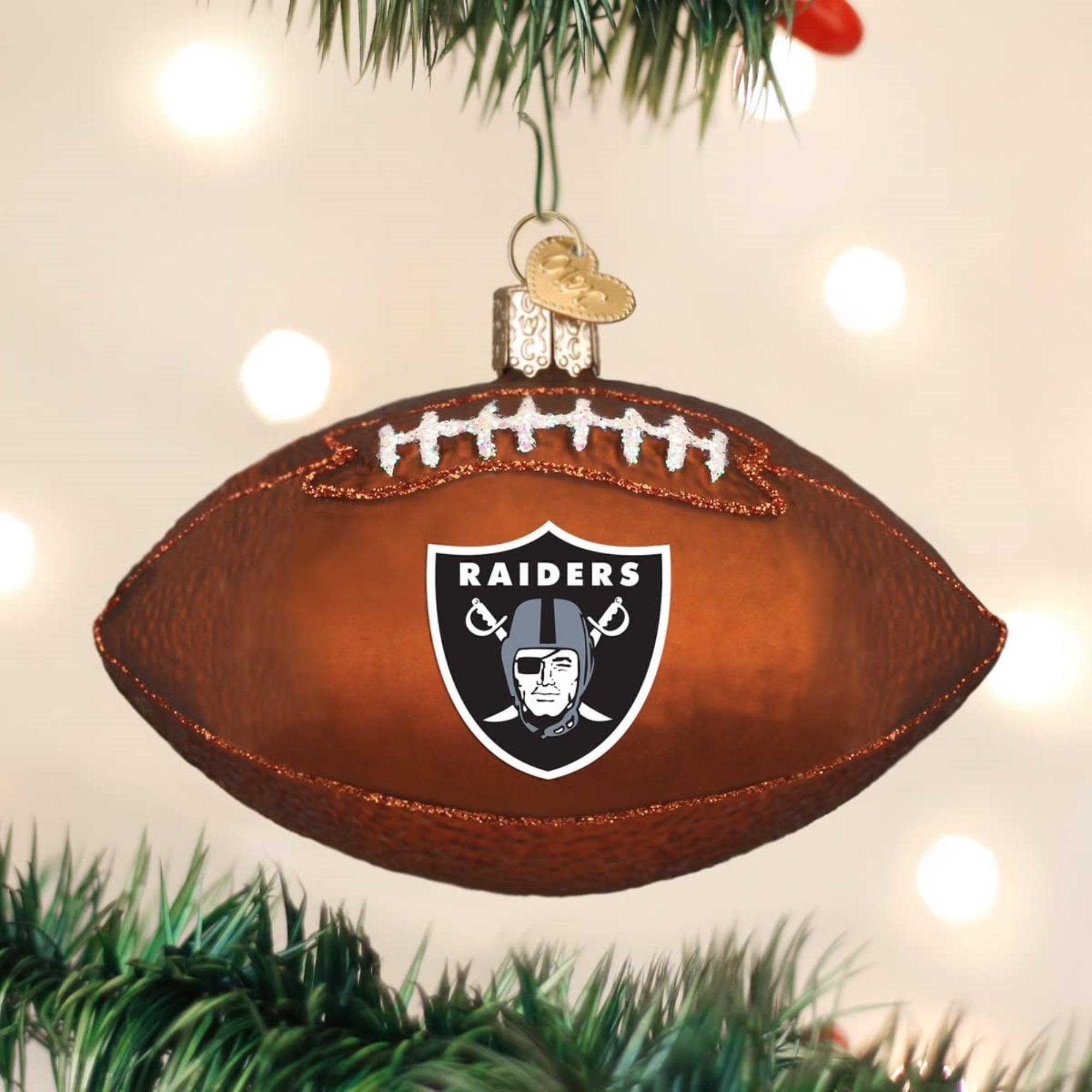 Old World Christmas Blown Glass Ornament for Christmas Tree, Las Vegas Raiders Football