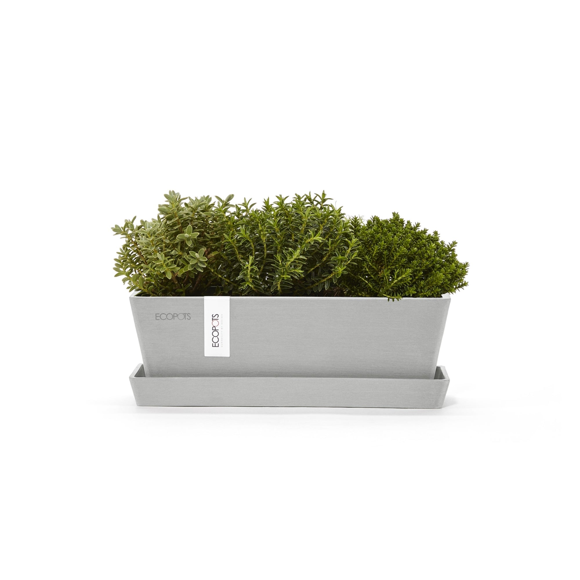 Ecopots Bruges Mini Durable Modern Rectangular Indoor/Outdoor Recycled-Based Composite Flower Pot Planter with Saucer