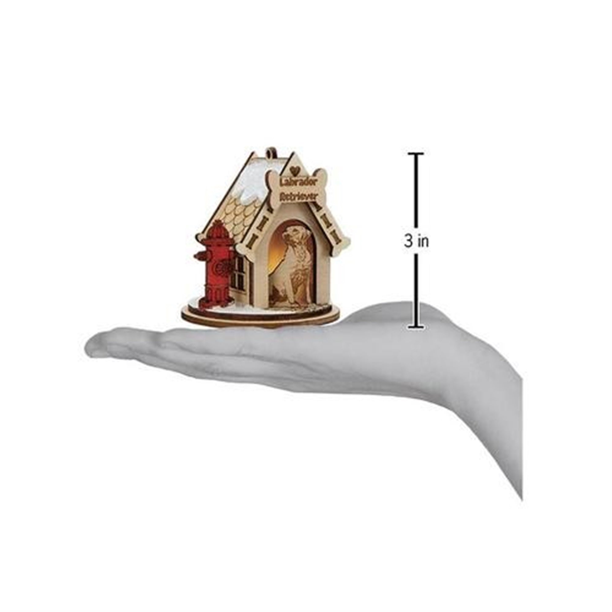 Old World Christmas K-9 Cottage Wooden Doghouse Ornament for Christmas Tree, Labrador Retriever