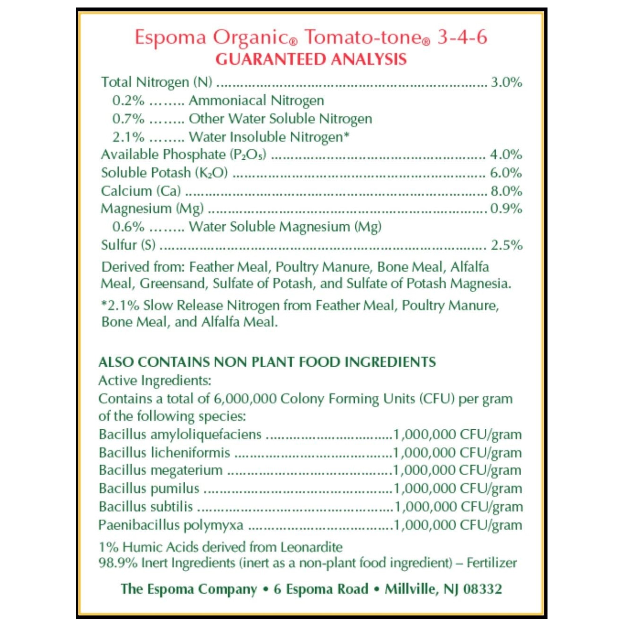 Espoma Organic Tomato-tone 3-4-6 Tomato & Vegetable Food for Organic Gardening, Enriched with 8% Calcium for Plump, Juicy Tomatoes
