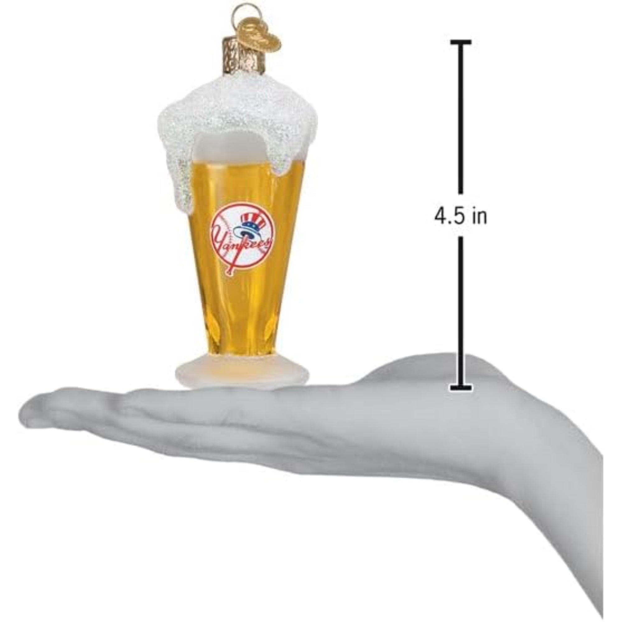 Old World Christmas Blown Glass Ornament for Christmas Tree, New York Yankees Glass of Beer