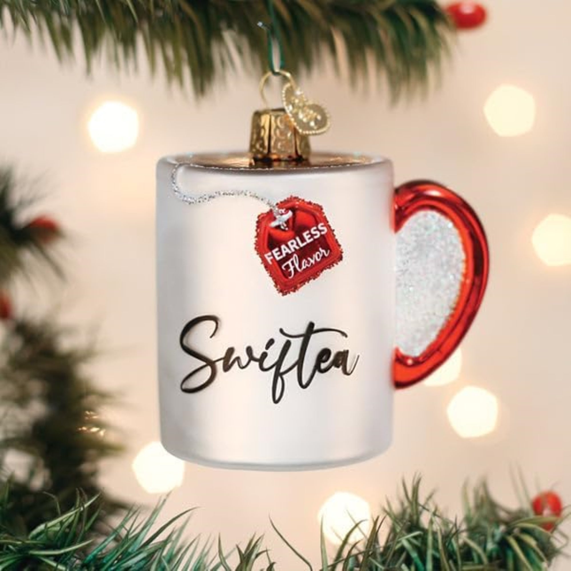 Old World Christmas Blown Glass Ornament for Christmas Tree, Swiftea Mug (with OWC Gift Box)