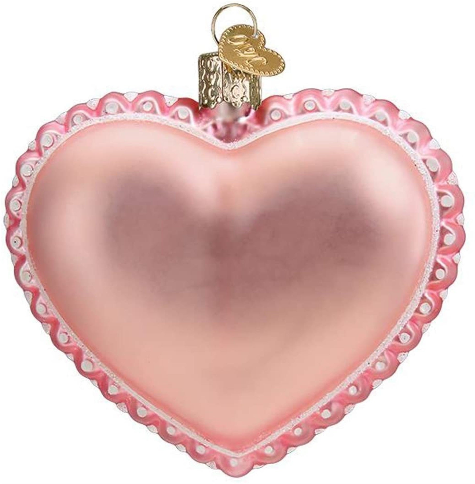 Old World Christmas Blown Glass Ornament for Christmas Tree, Baby Girl Footprint Heart