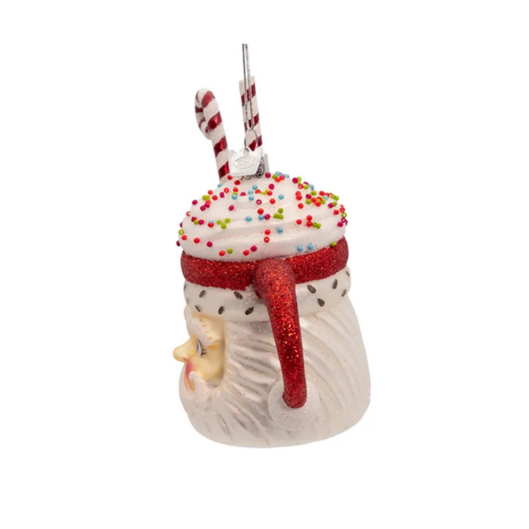 Kurt Adler Nobel Gems Collection Glass Christmas Ornament, Santa Cocoa Mug