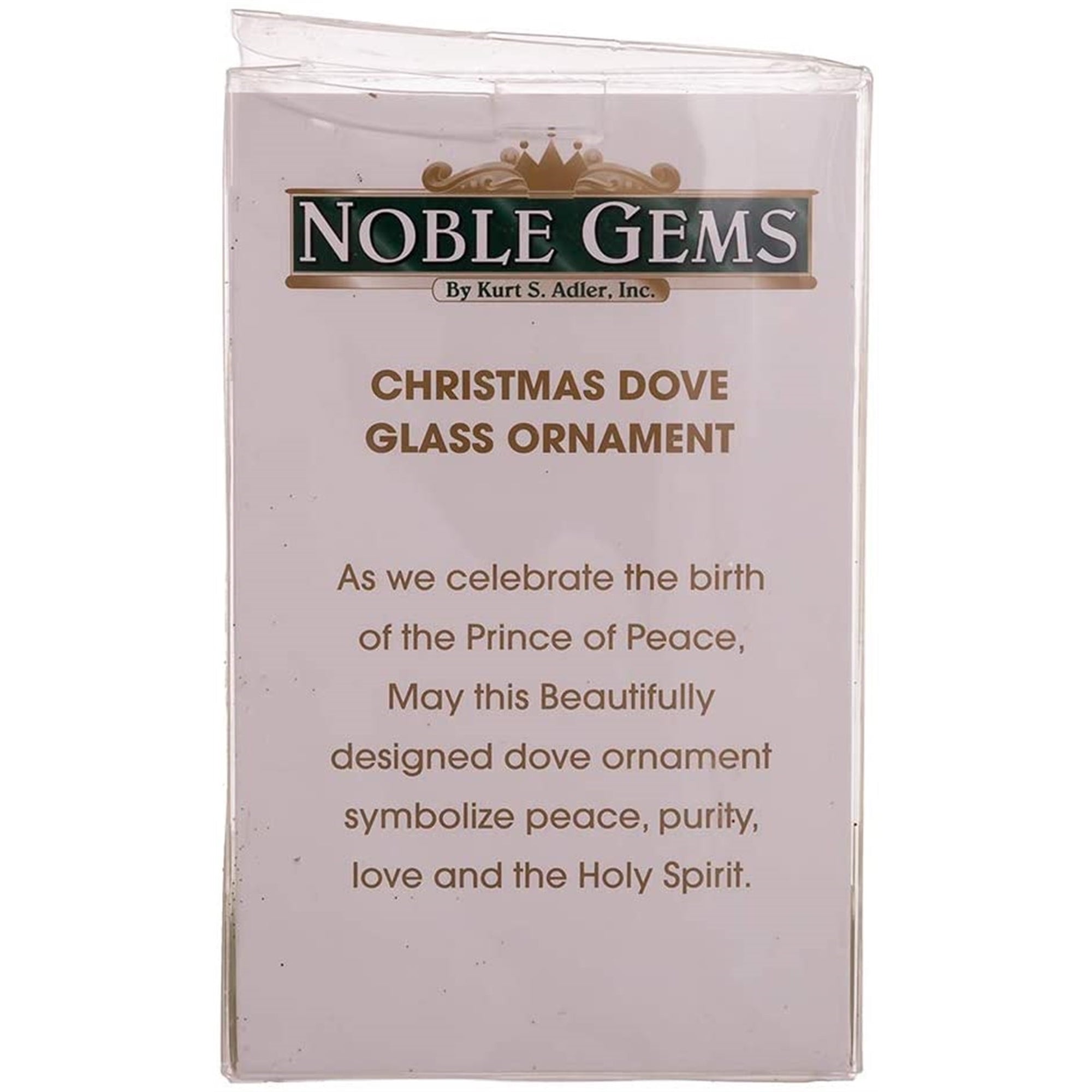 Kurt Adler Noble Gems Glass Ornament for Christmas Tree, Dove of Peace
