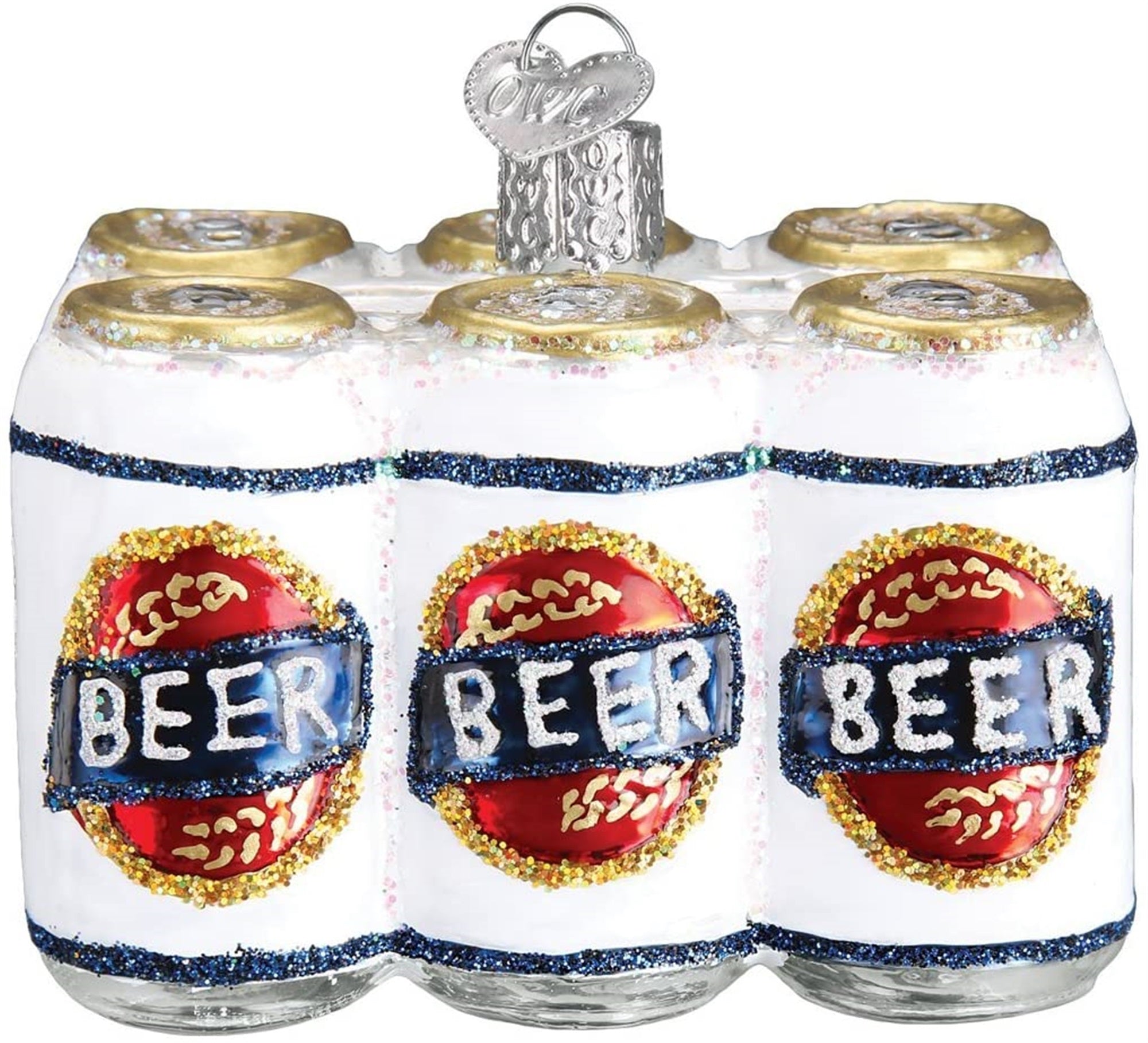 Old World Christmas Blown Glass Ornament for Christmas Tree, Six Pack of Beer