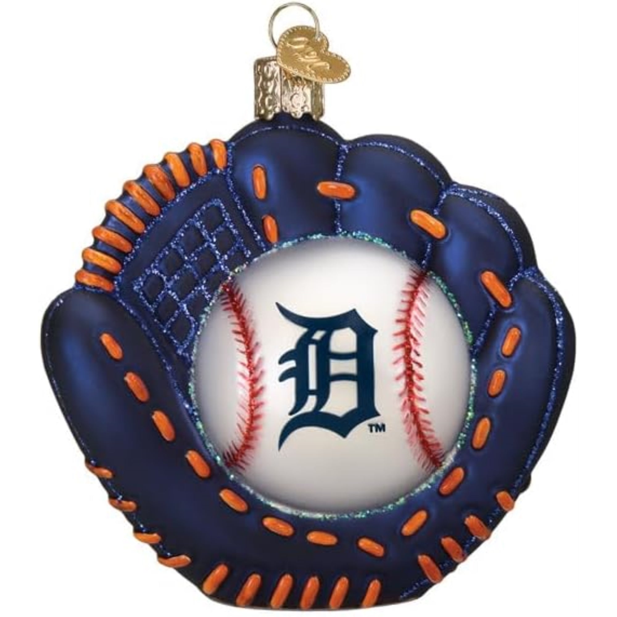 Old World Christmas Blown Glass Ornament for Christmas Tree, Detroit Tigers Baseball Mitt (with OWC Gift Box)
