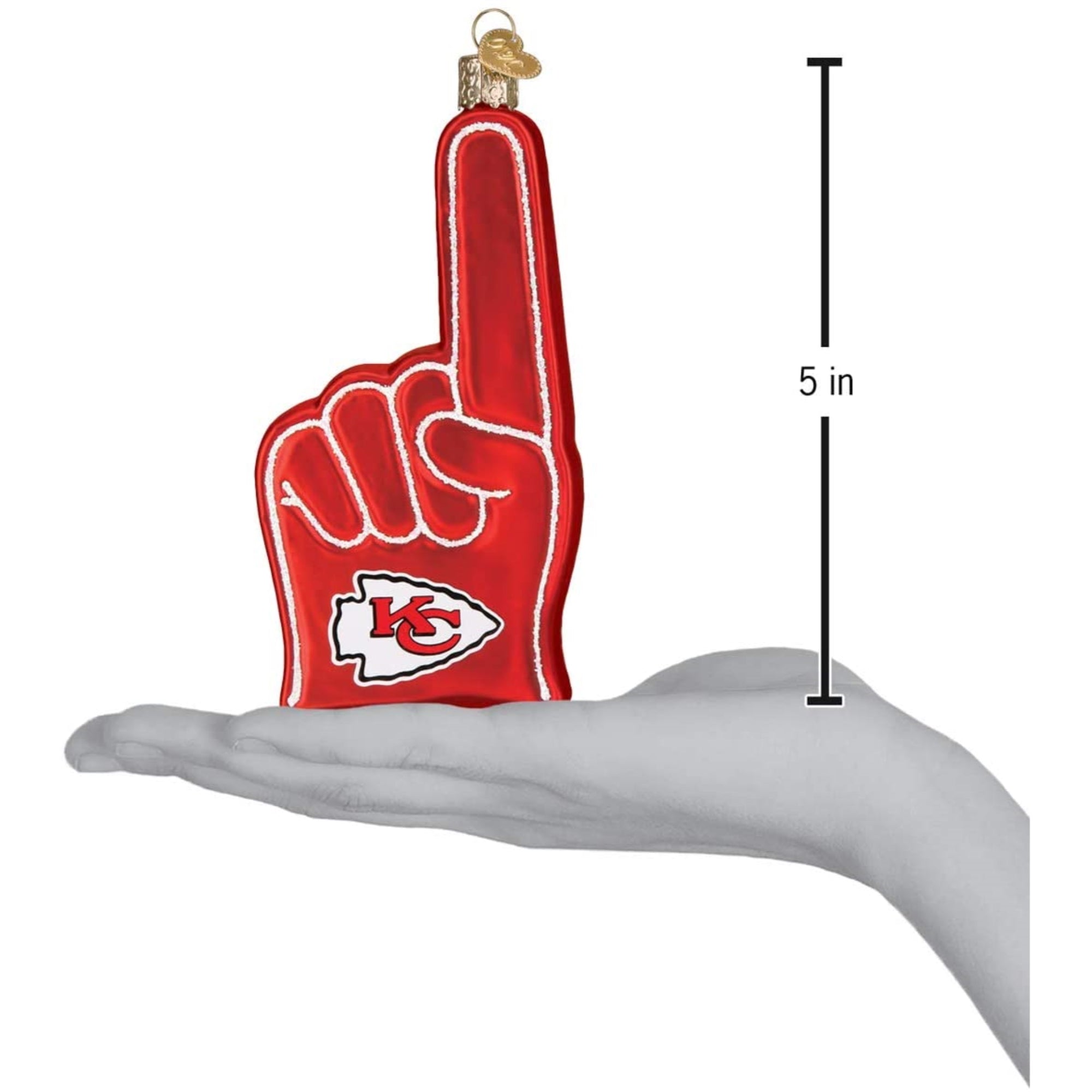 Old World Christmas Blown Glass Ornament for Christmas Tree, Kansas City Chiefs Foam Finger