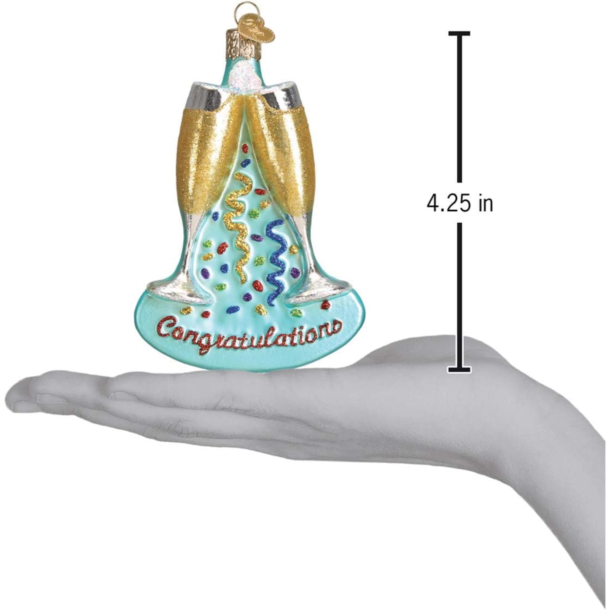 Old World Christmas Blown Glass Ornament for Christmas Tree, Champagne Toast (with OWC Gift Box)