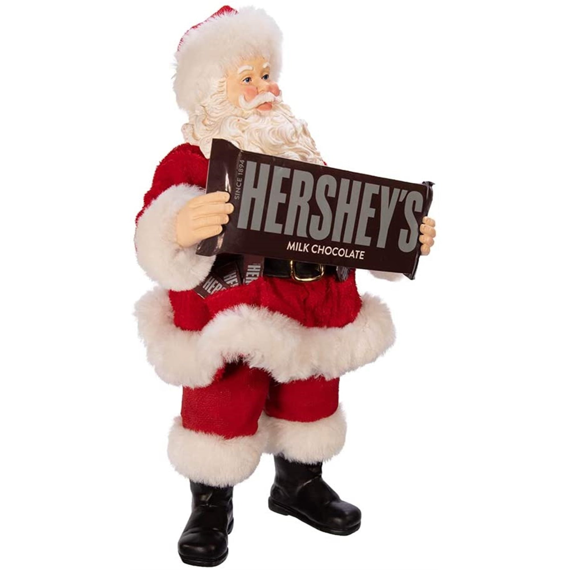 Kurt S. Adler Hershey Bar Fabric Santa Figurine, Multi, 10"