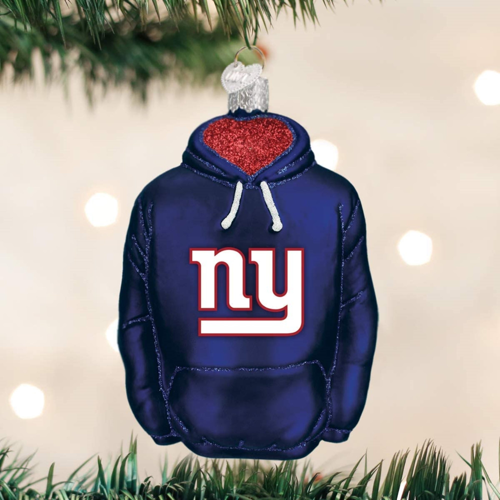 Old World Christmas Blown Glass Ornament for Christmas Tree, New York Giants Hoodie