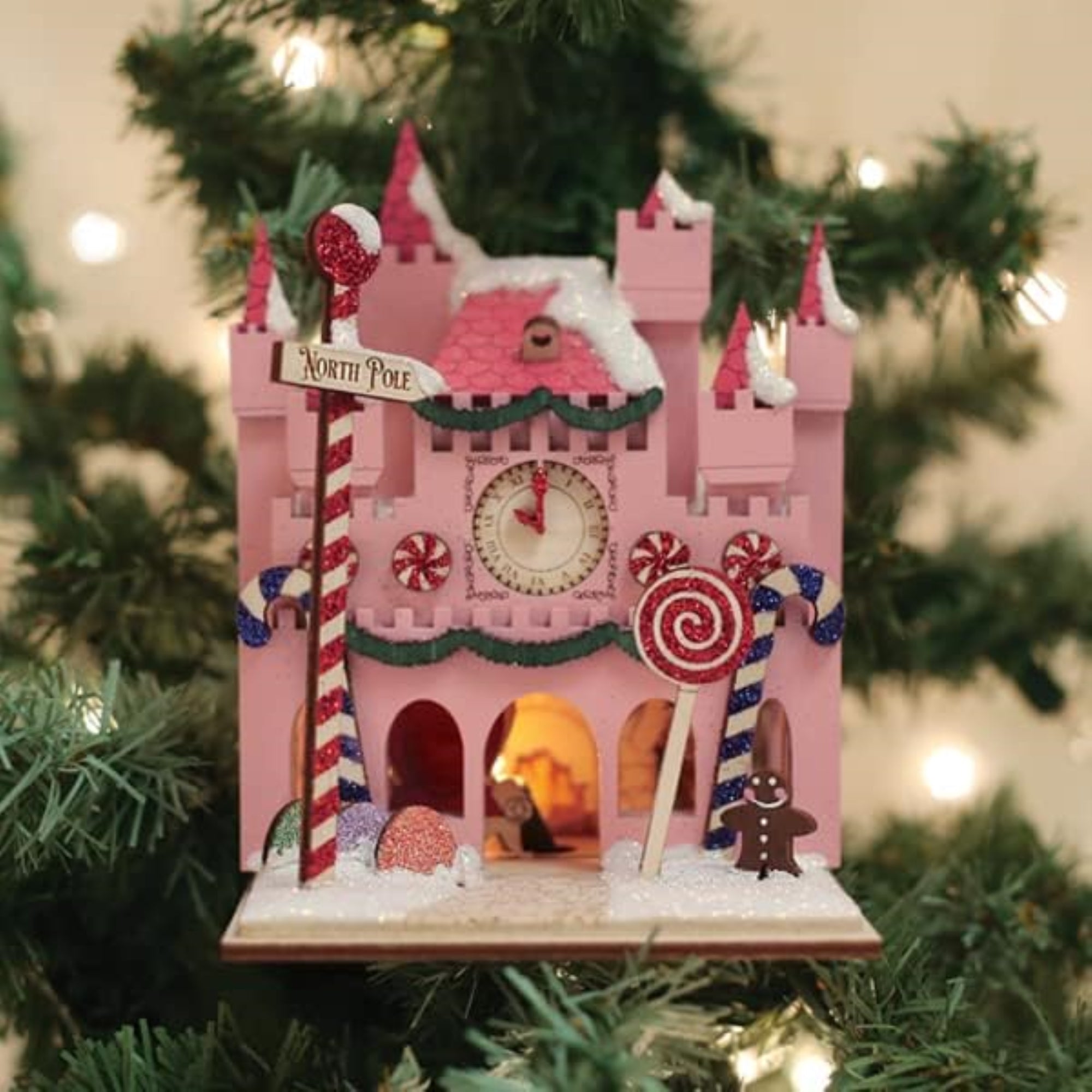 Old World Christmas Ginger Cottage Wooden Ornament for Christmas Tree, Santa's Magic Castle