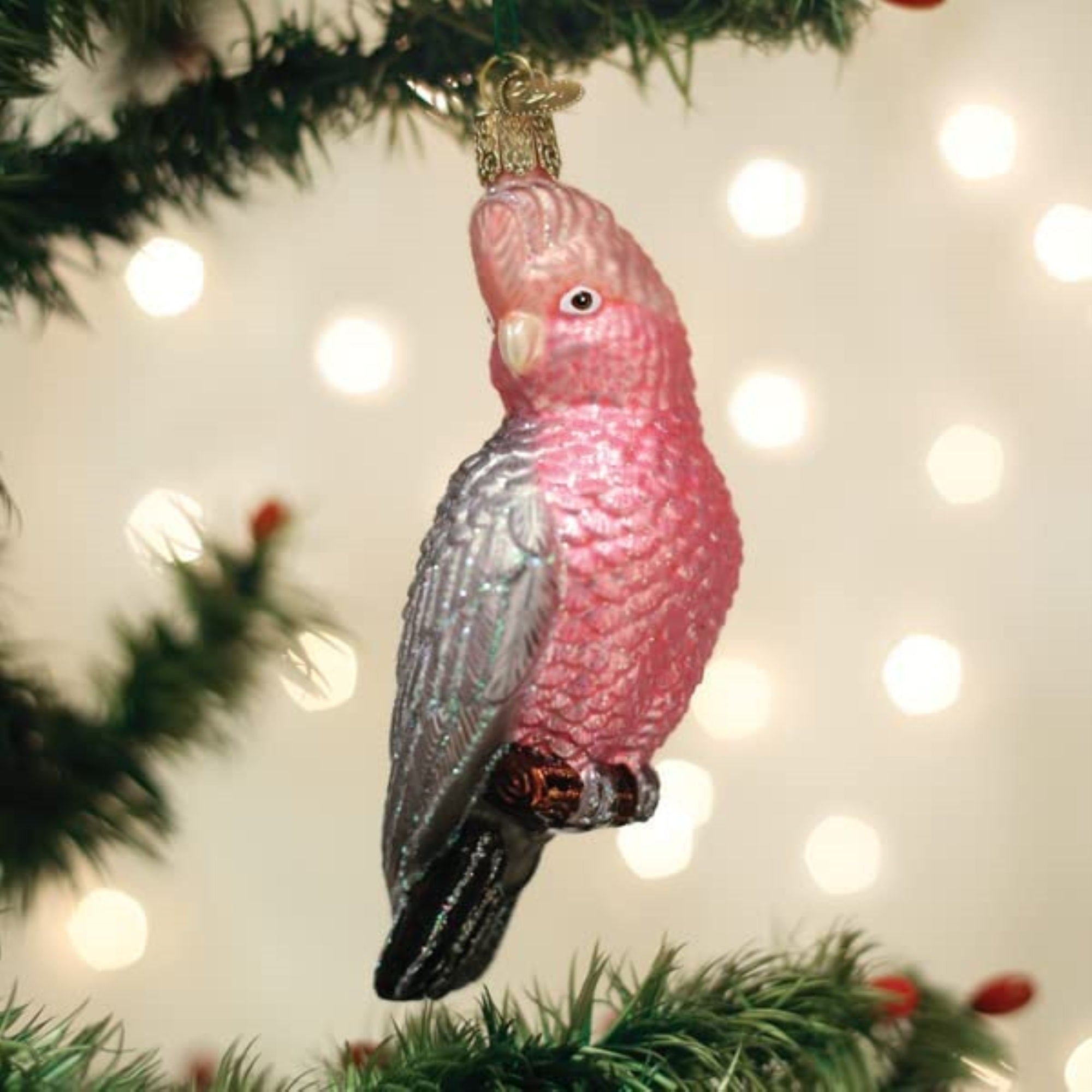 Old World Christmas Blown Glass Ornament for Christmas Tree, Rose-Breasted Cockatoo