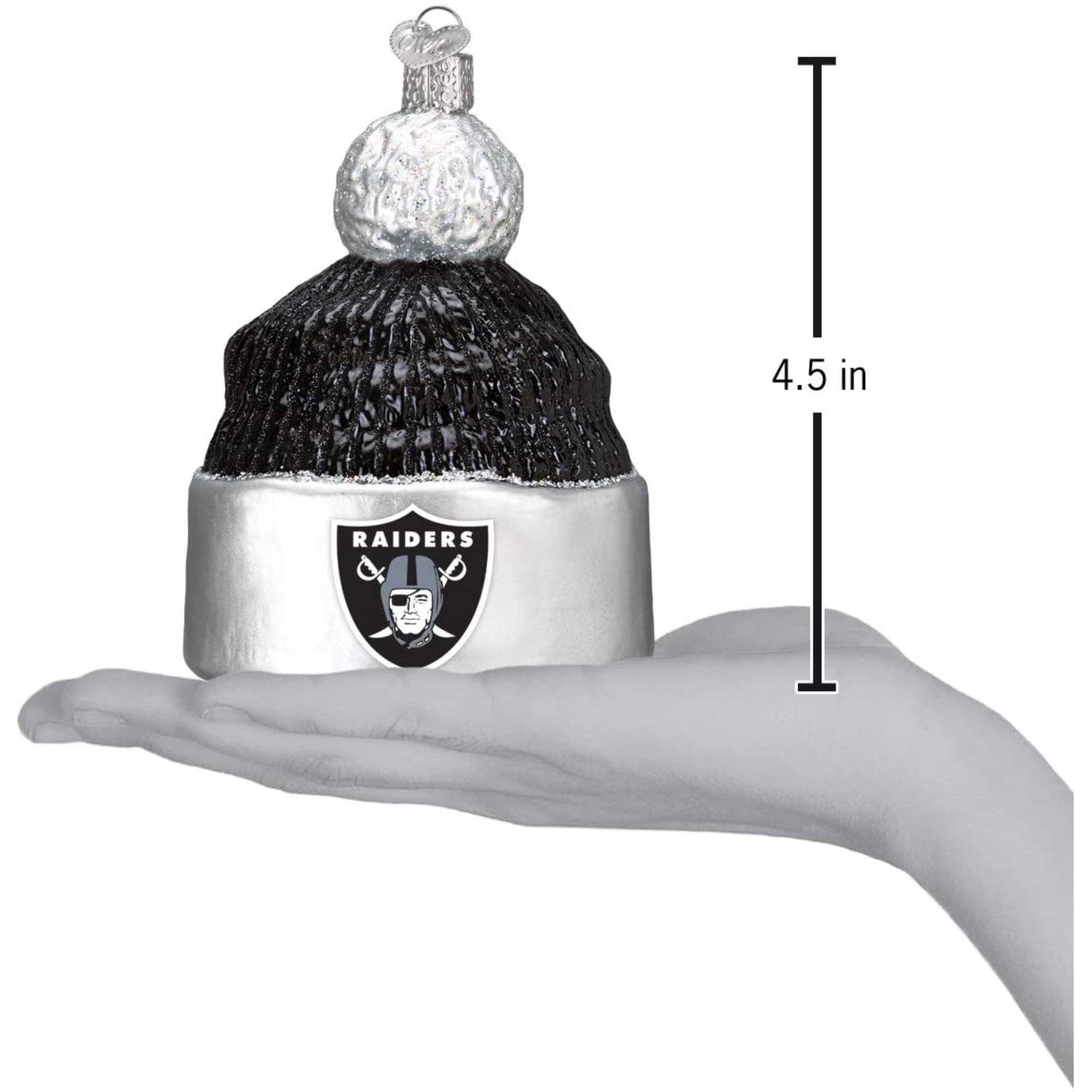Old World Christmas Blown Glass Ornament for Christmas Tree, Las Vegas Raiders Beanie
