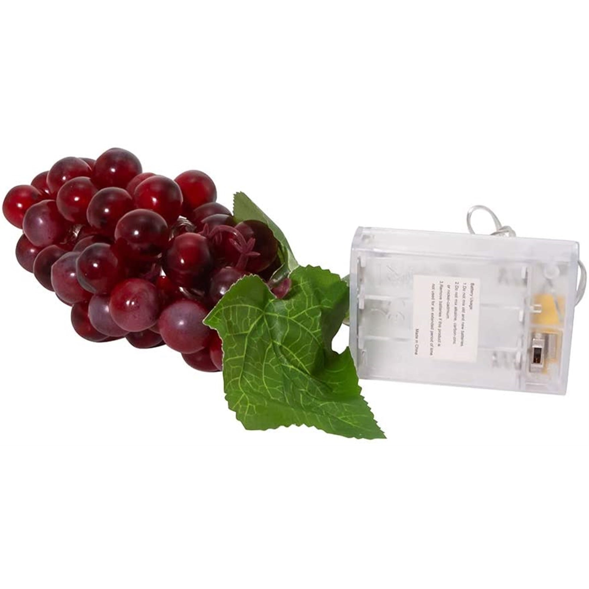 Kurt Adler Battery Operated 20 Warm White LED Lights, Single Cluster Burgundy Grapes, 8"