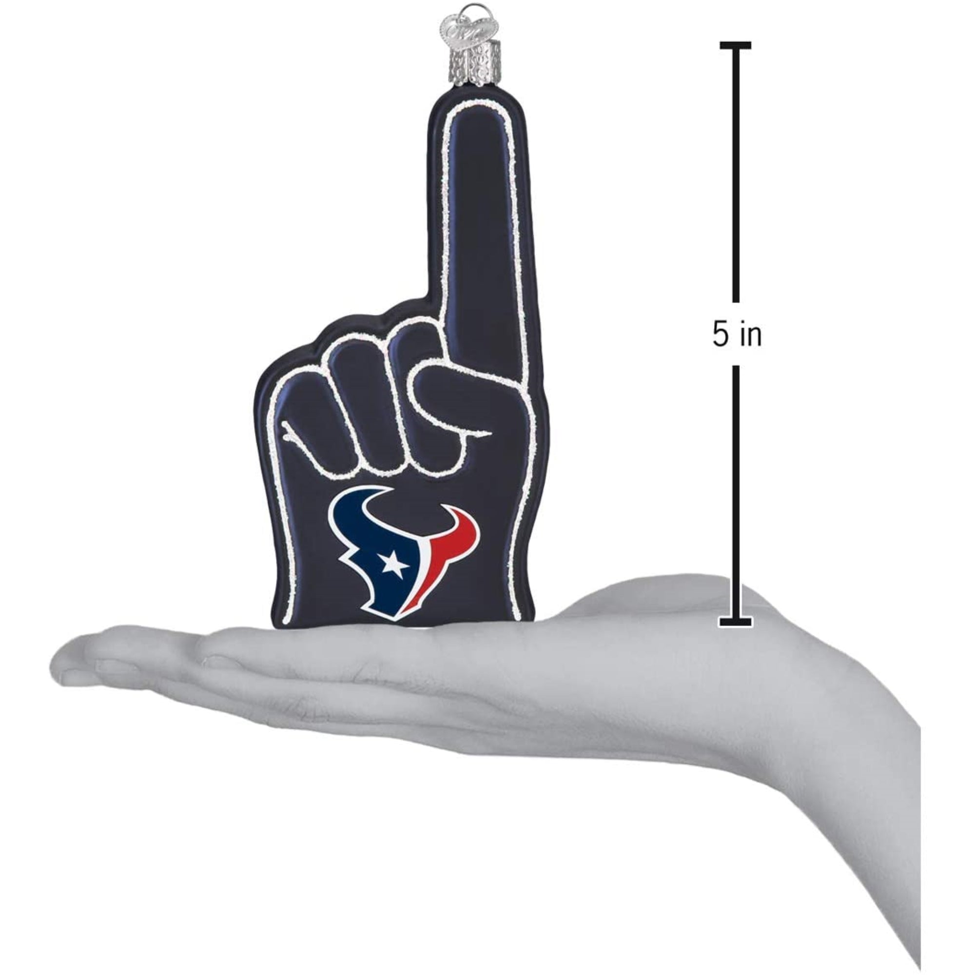 Old World Christmas Blown Glass Ornament for Christmas Tree, Houston Texans Foam Finger