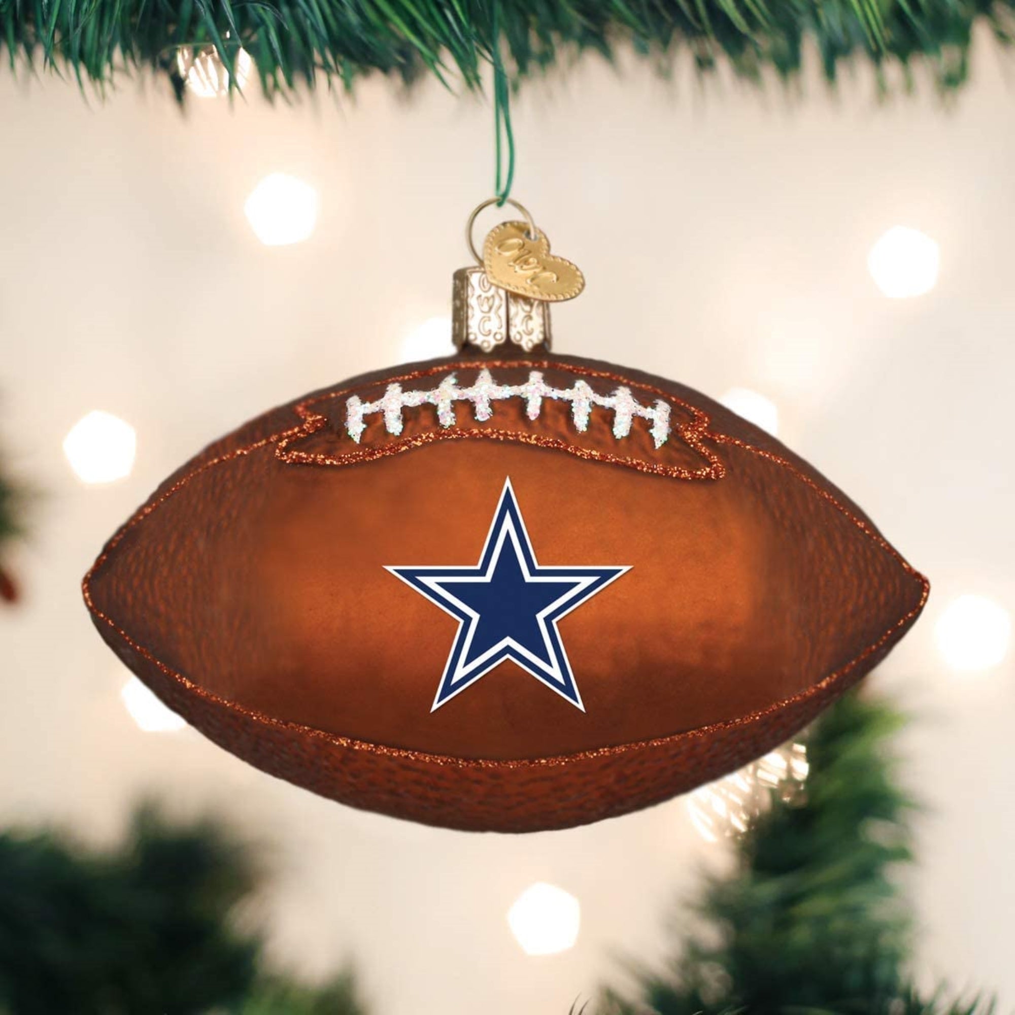 Old World Christmas Blown Glass Ornament for Christmas Tree, Dallas Cowboys Football