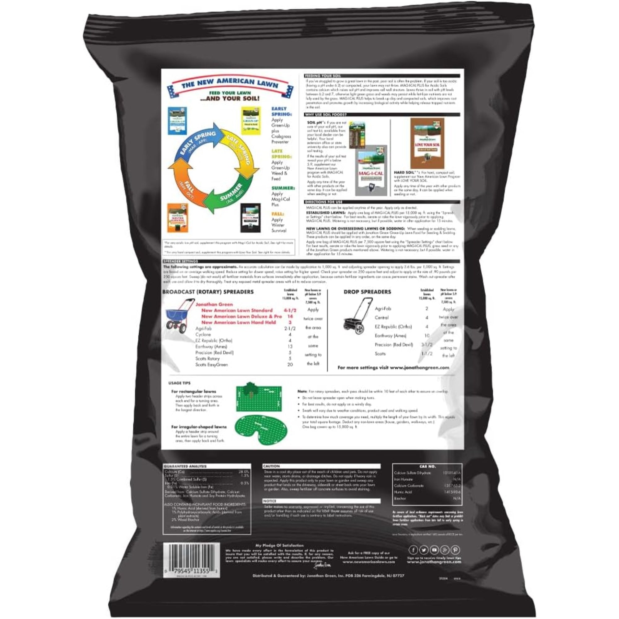 Jonathan Green MAG-I-CAL PLUS Soil Food for Lawns in Acidic + Hard Soils, 15M (15,000 sq ft Coverage) 54lb
