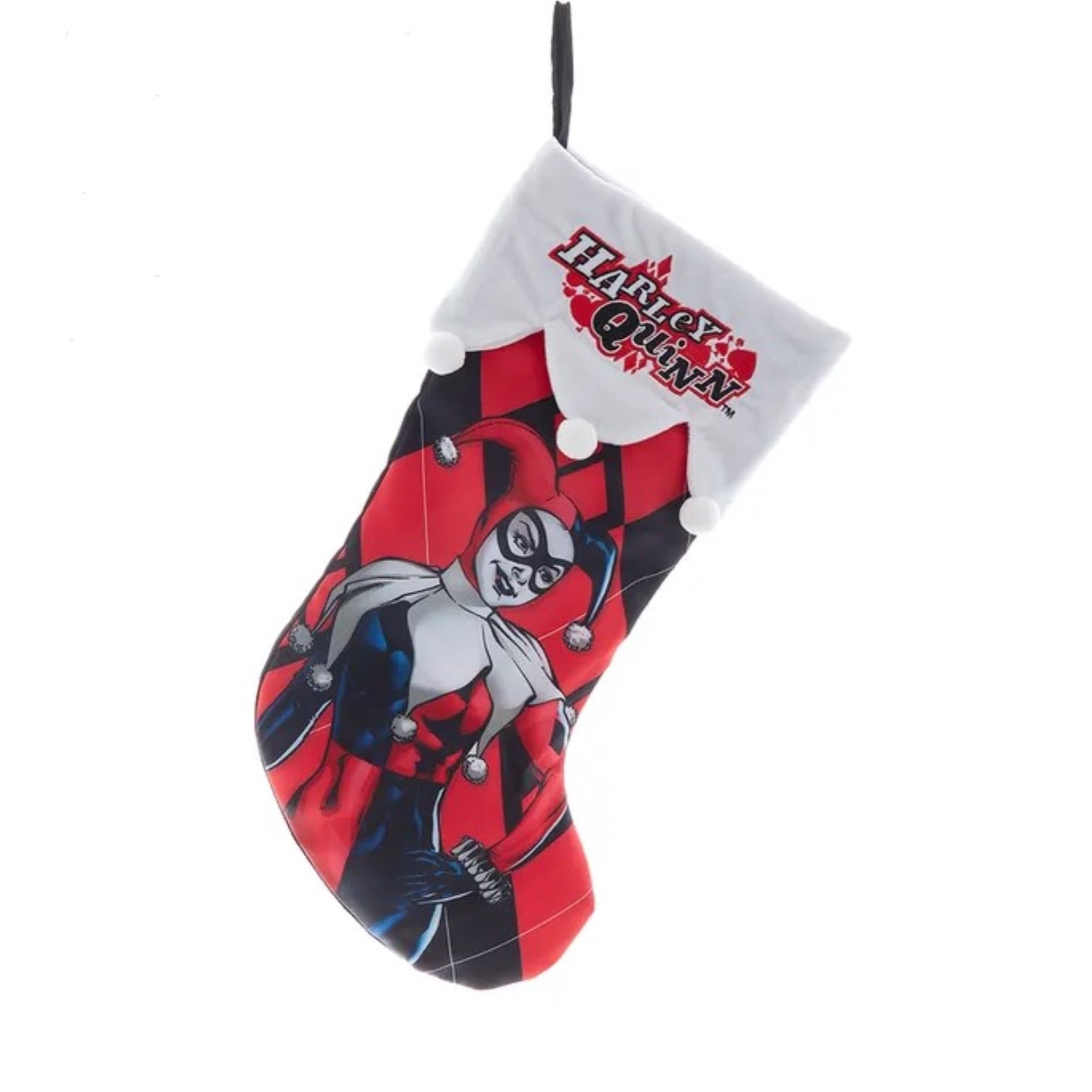 Kurt Adler Officially Licensed DC Comics Polyester Stocking with Felt Cuff, Harley Quinn, 19"