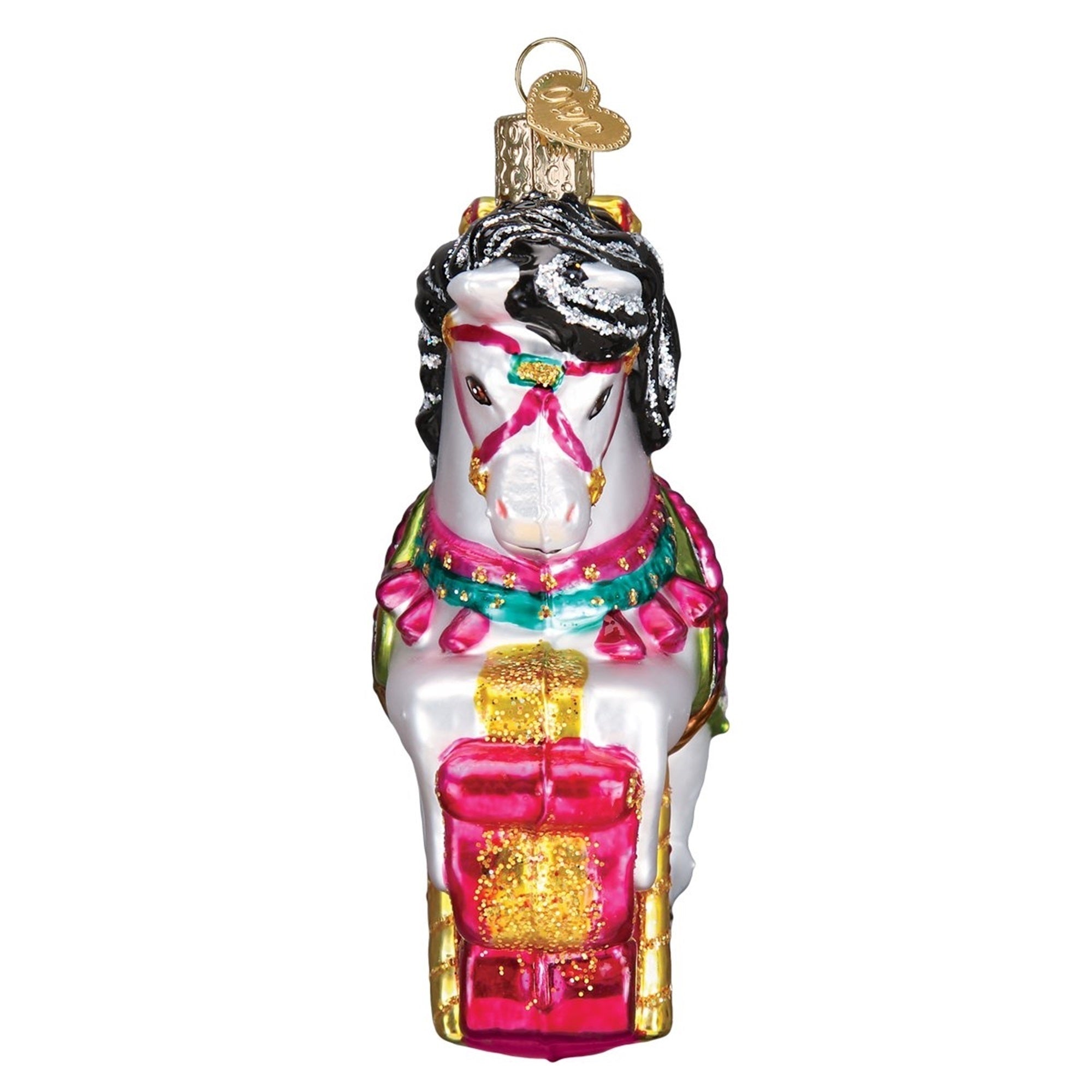 Old World Christmas Blown Glass Ornament for Christmas Tree, Carousel Horse