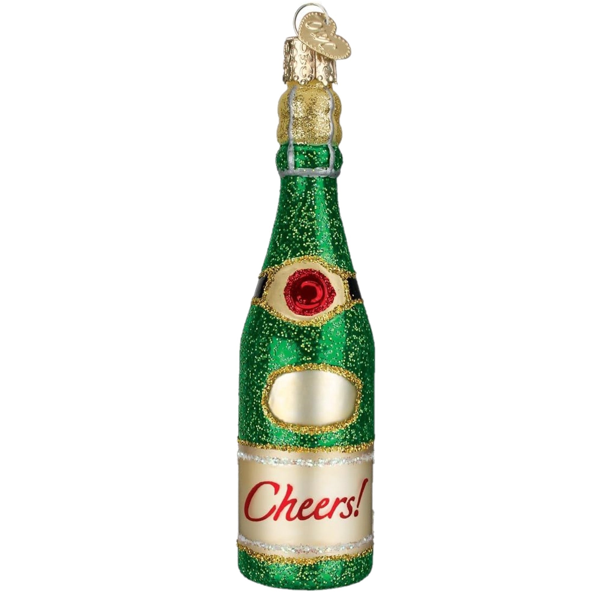 Old World Christmas Blown Glass Ornament for Christmas Tree, Cheers Bottle