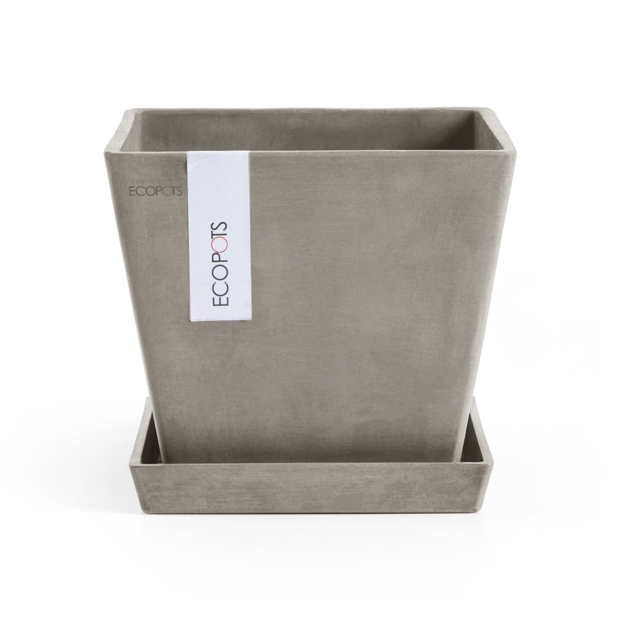Ecopots Rotterdam Durable Modern Square Indoor/Outdoor Recycled-Based Composite Flower Planter