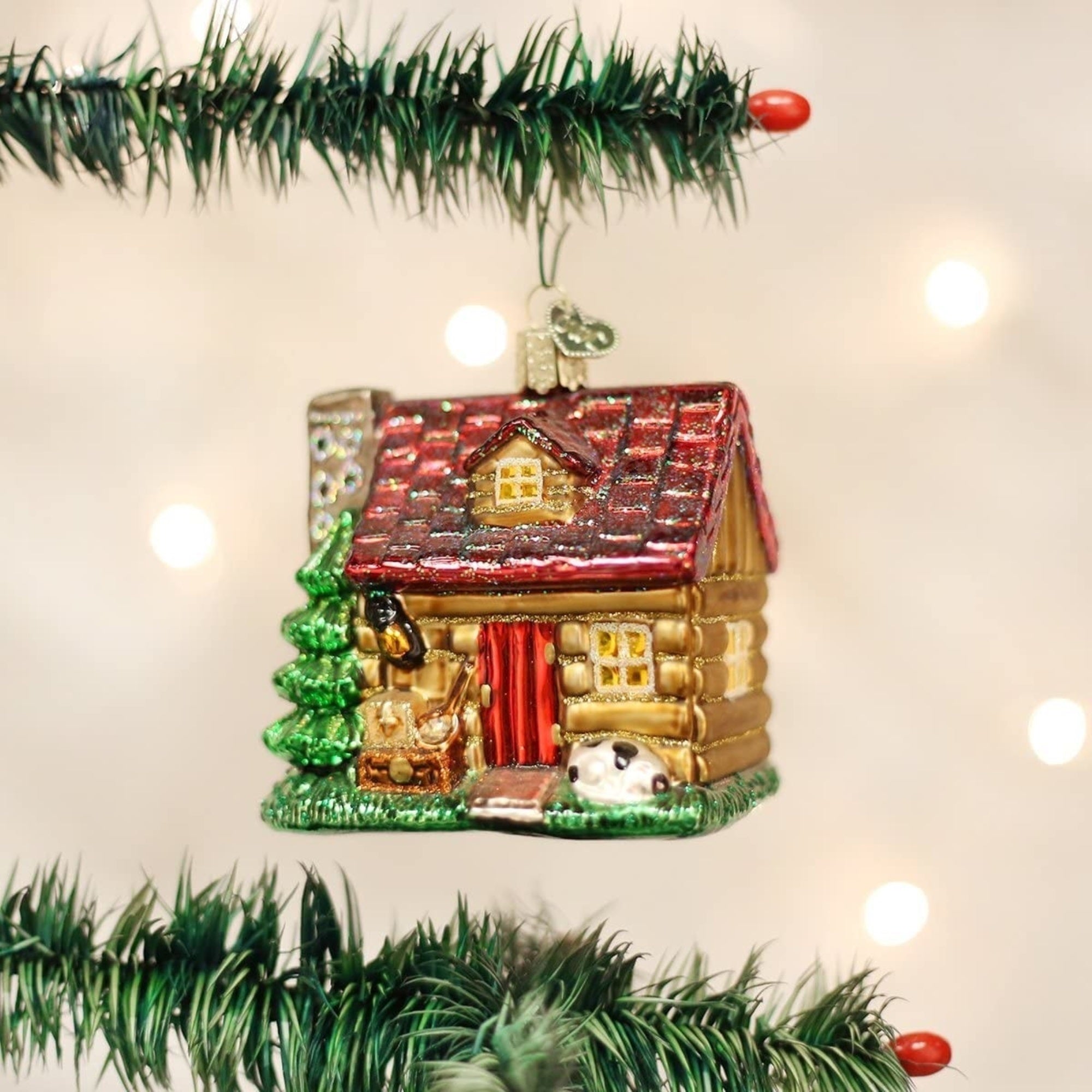 Old World Christmas Blown Glass Ornament for Christmas Tree, Lake Cabin