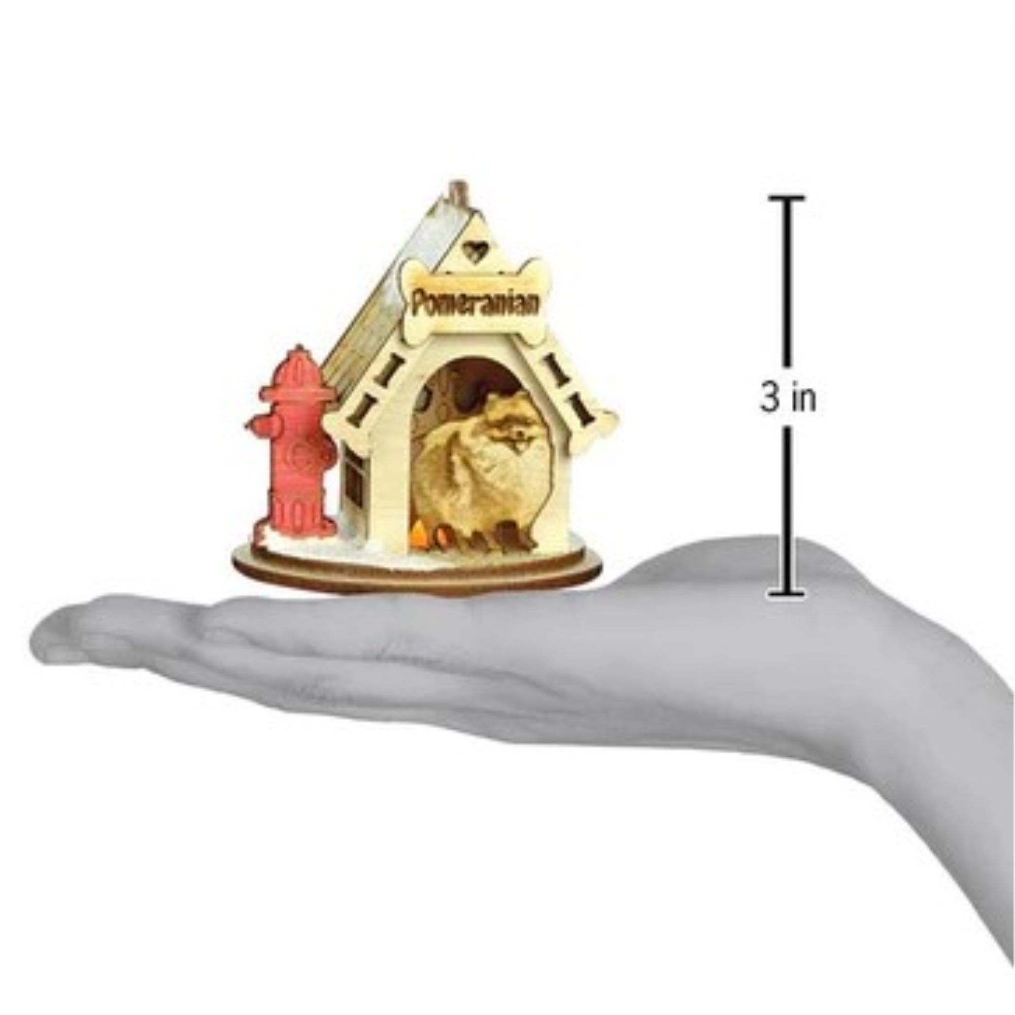 Old World Christmas K-9 Cottage Wooden Doghouse Ornament for Christmas Tree, Pomeranian