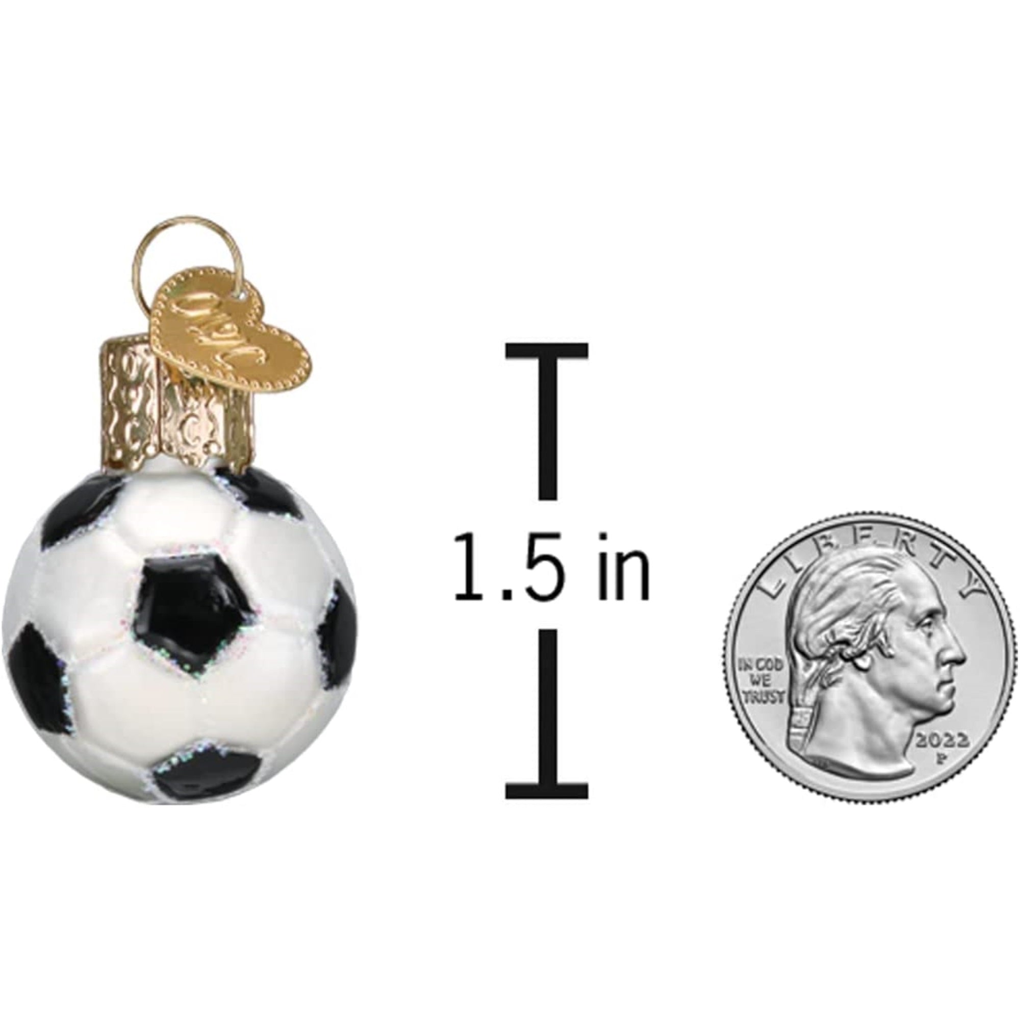 Old World Christmas Blown Glass Mini Ornament for Christmas Tree, Soccer Ball