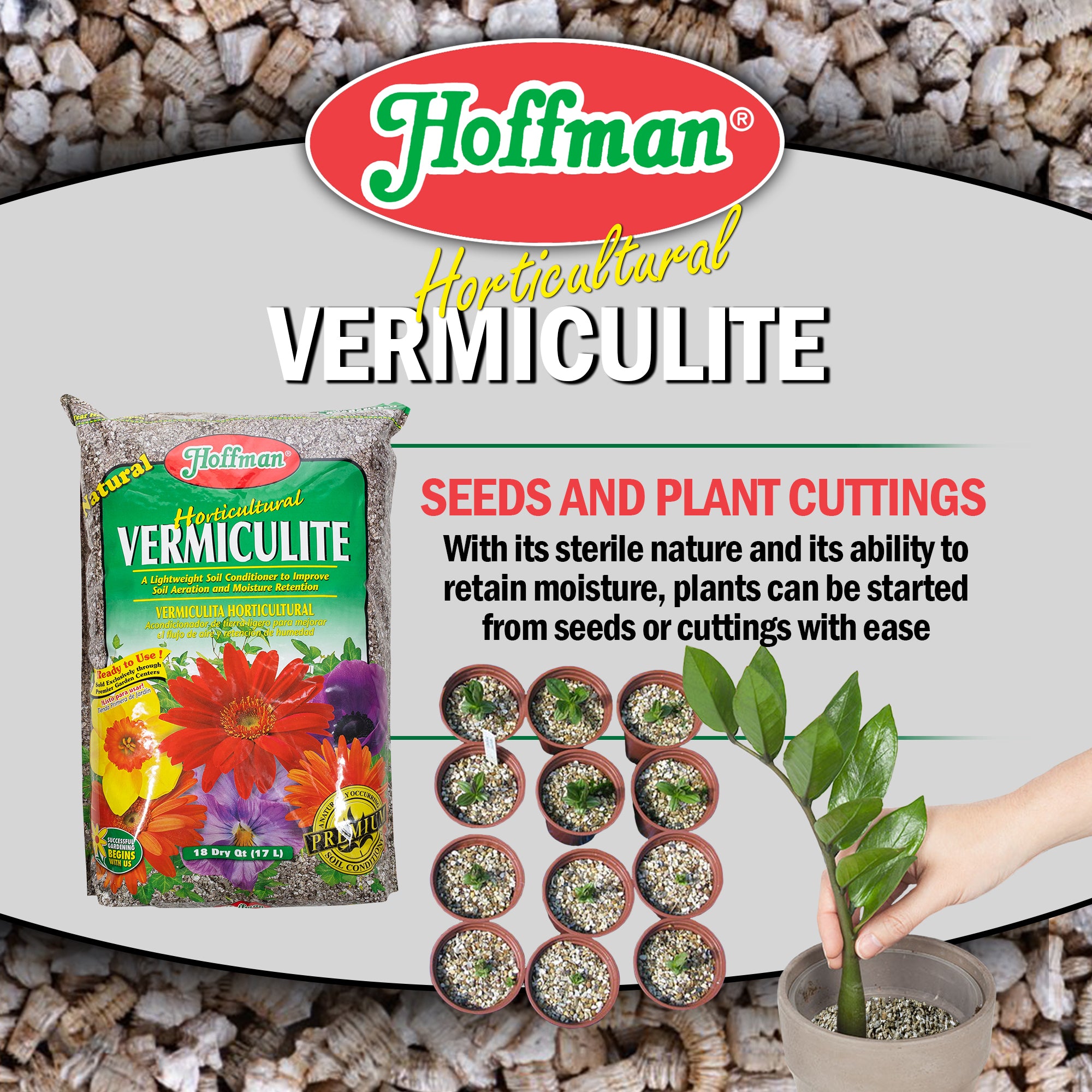 Hoffman Horticultural Vermiculite Lightweight Garden Soil Conditioner for Aeration and Moisture Retention