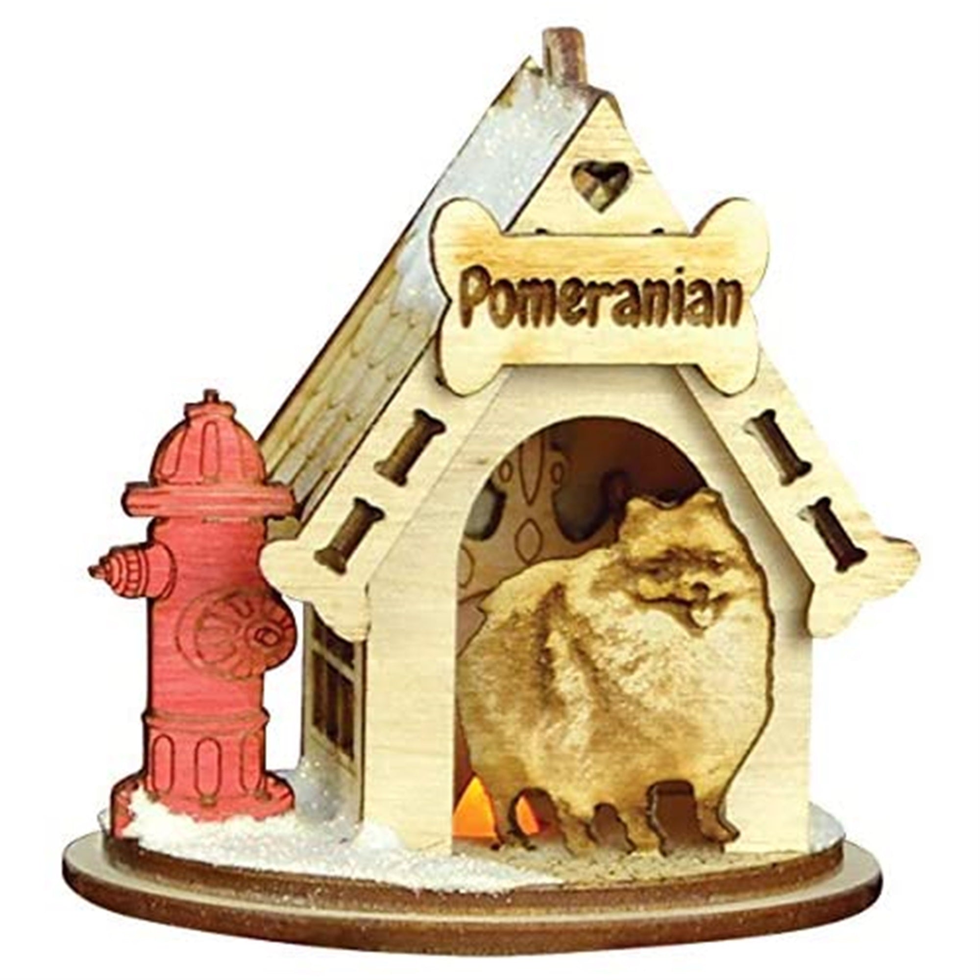 Old World Christmas K-9 Cottage Wooden Doghouse Ornament for Christmas Tree, Pomeranian