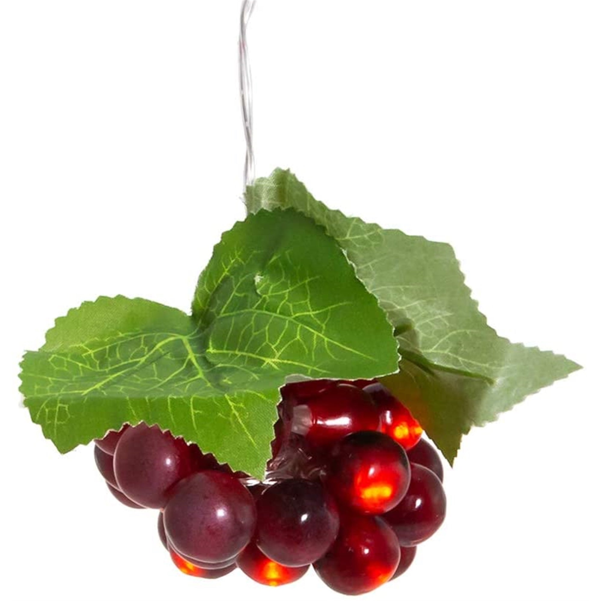 Kurt Adler Battery Operated 20 Warm White LED Lights, Single Cluster Burgundy Grapes, 8"