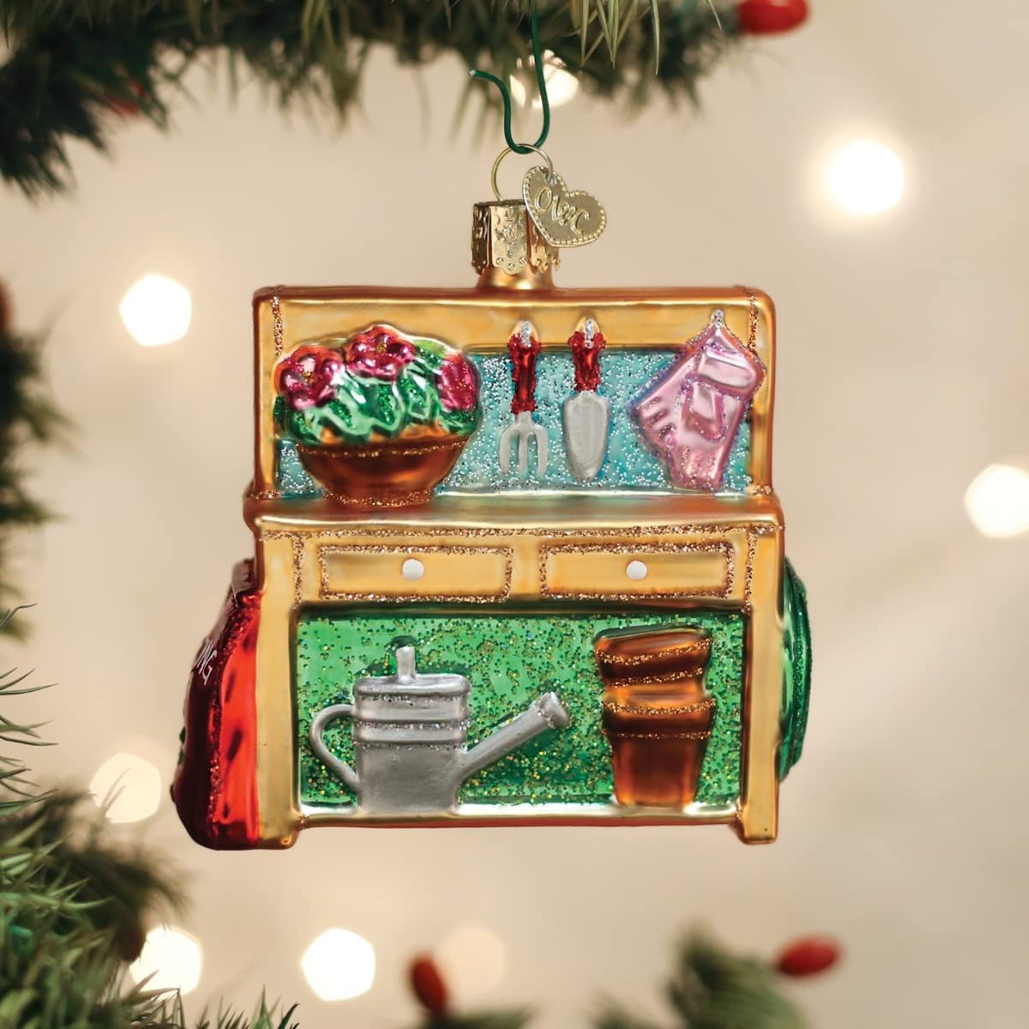Old World Christmas Blown Glass Ornament for Christmas Tree, Potting Bench