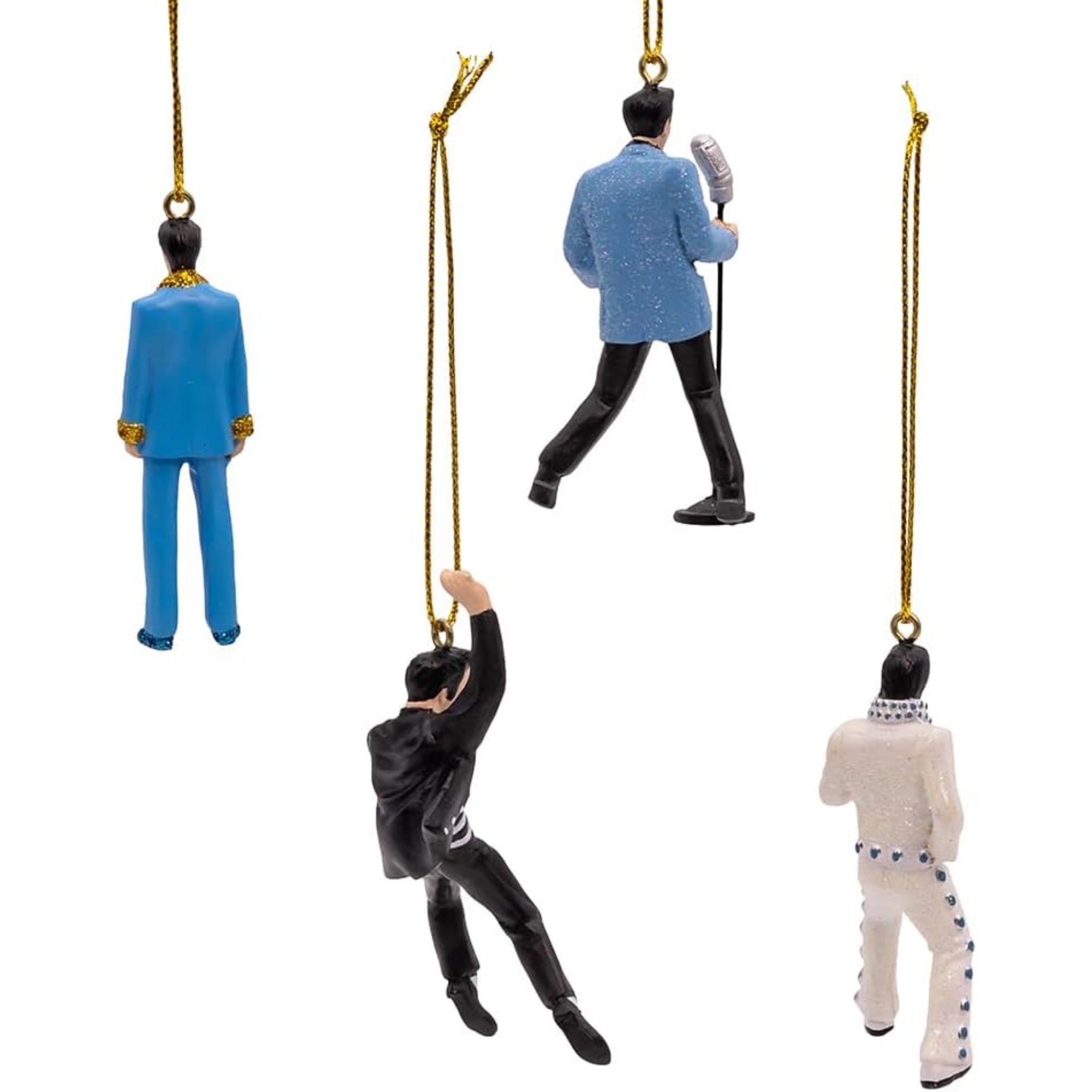 Kurt Adler Hanging Resin Miniature Elvis Presley Ornaments, 4-Piece Set