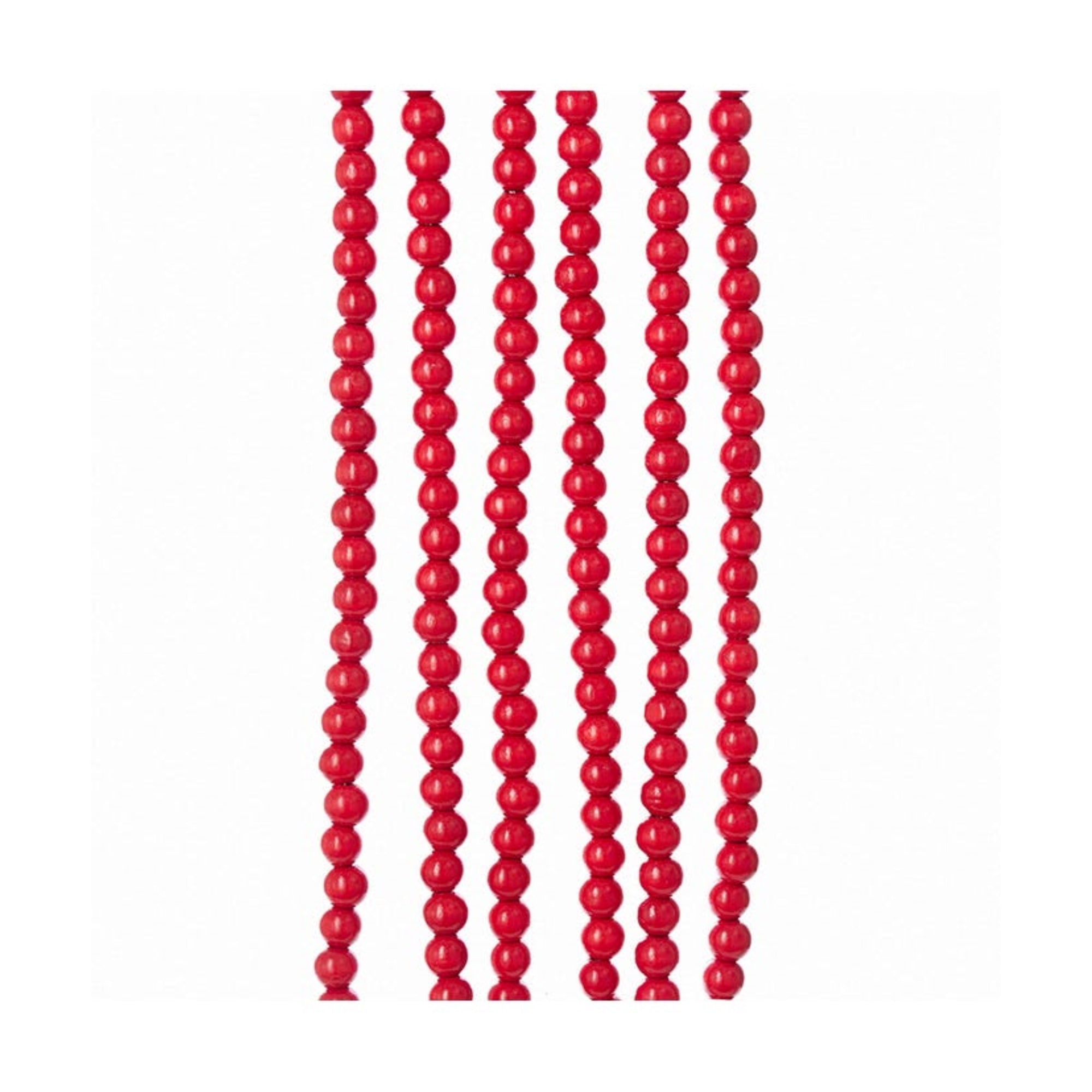 Kurt Adler Wooden Small Beaded Garland, Red, 9ft
