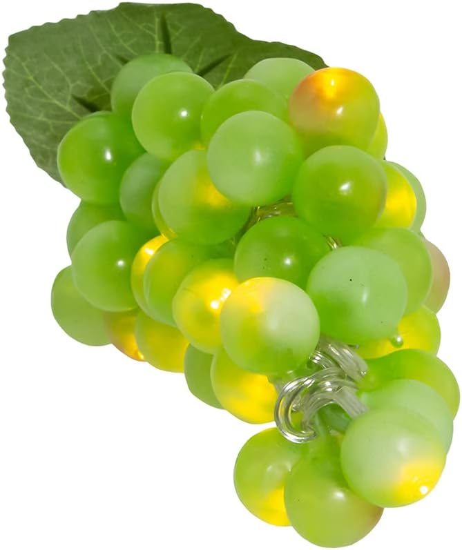 Kurt Adler Battery Operated 20 Warm White LED Lights, Single Cluster Green Grapes, 8"