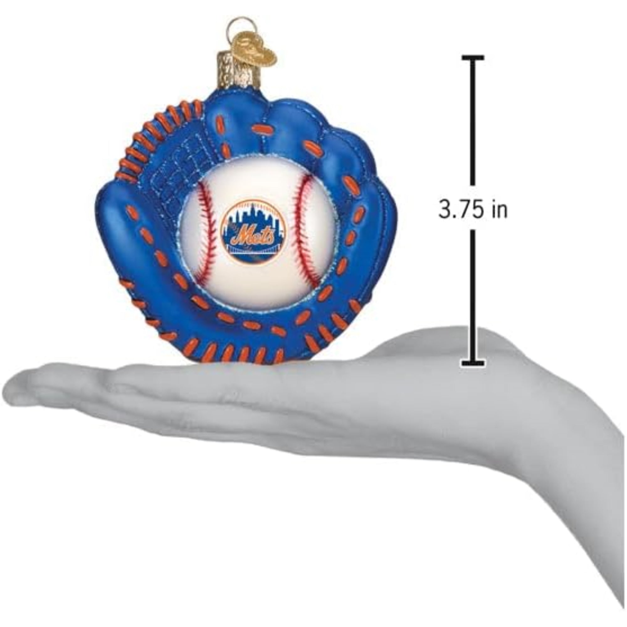 Old World Christmas Blown Glass Ornament for Christmas Tree, New York Mets Baseball Mitt