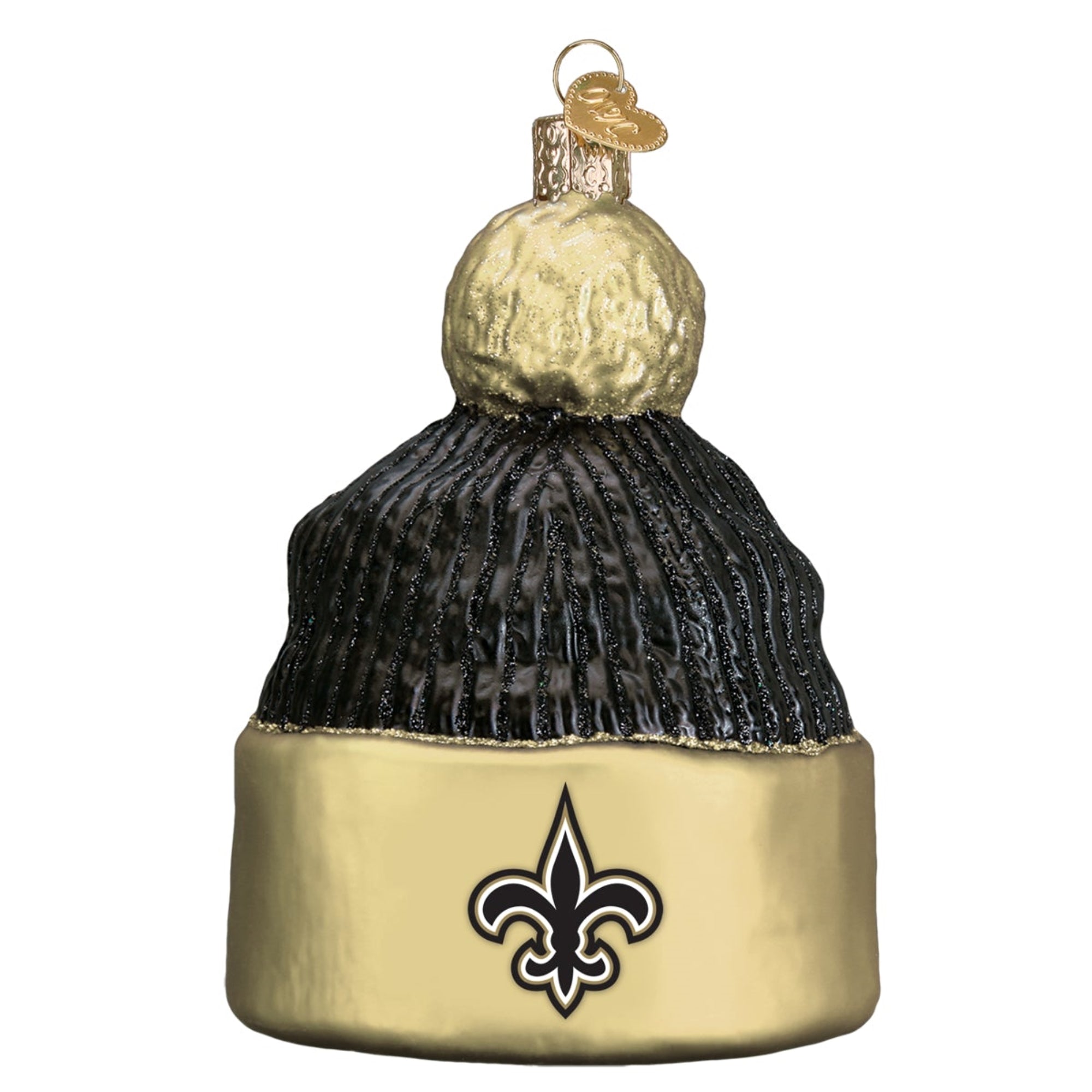 Old World Christmas Blown Glass Ornament for Christmas Tree, New Orleans Saints Beanie