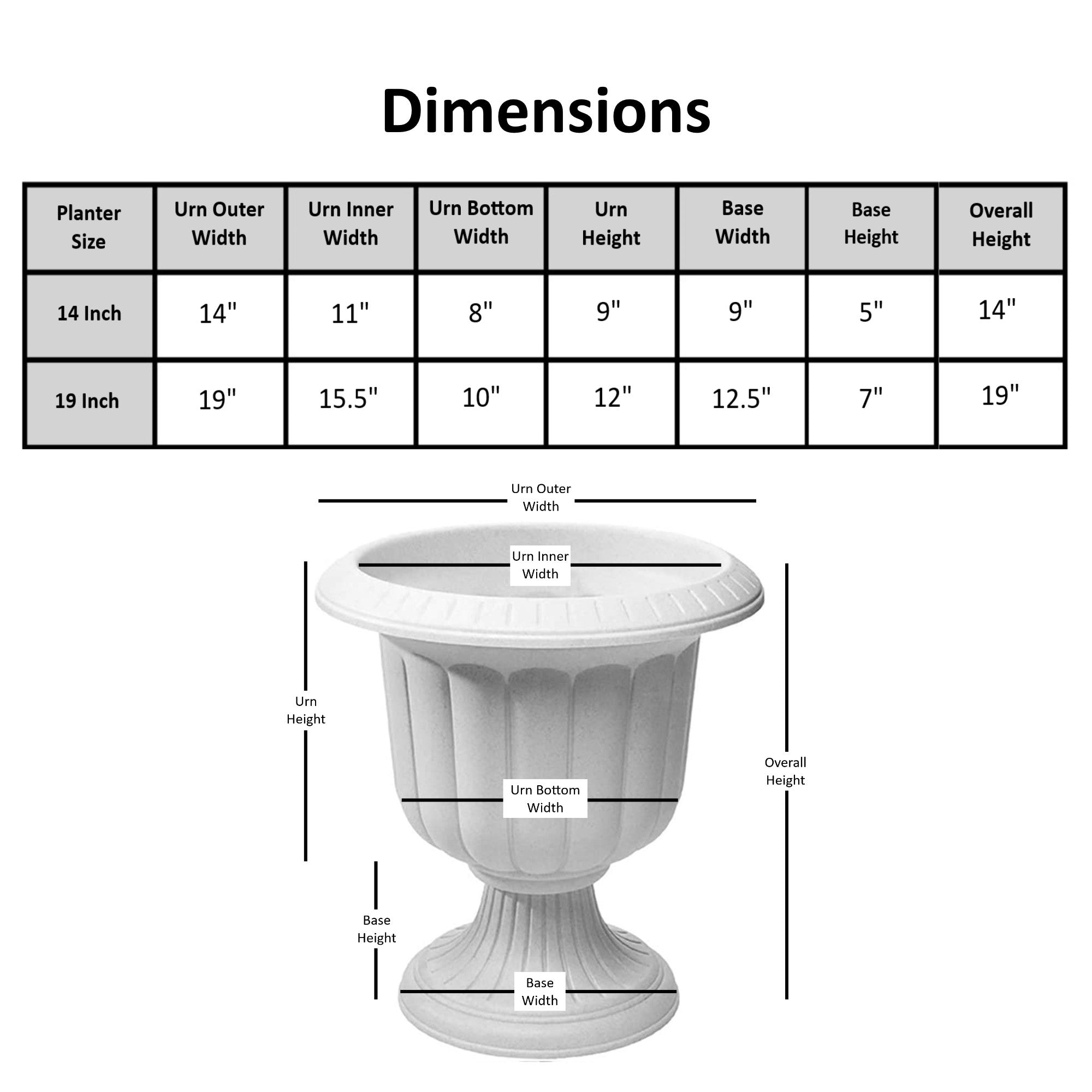 Novelty Indoor/Outdoor Durable Plastic Classic Fluted Urn Planter
