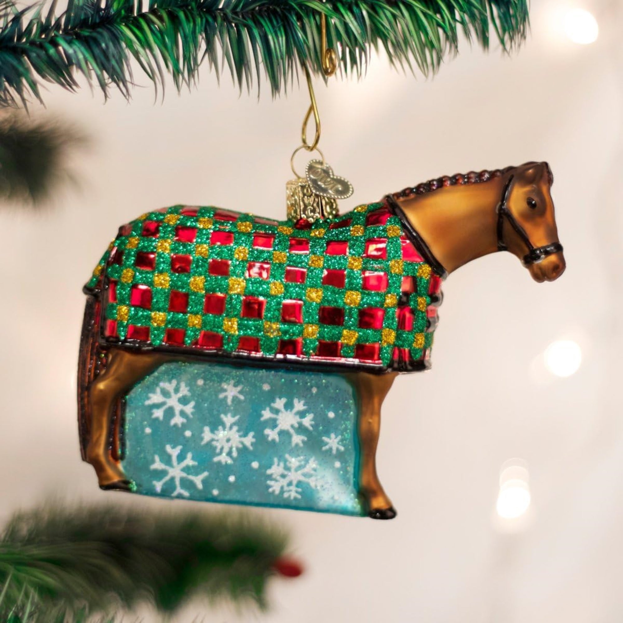 Old World Christmas Blown Glass Ornament for Christmas Tree, Snowflake Horse (with OWC Gift Box)