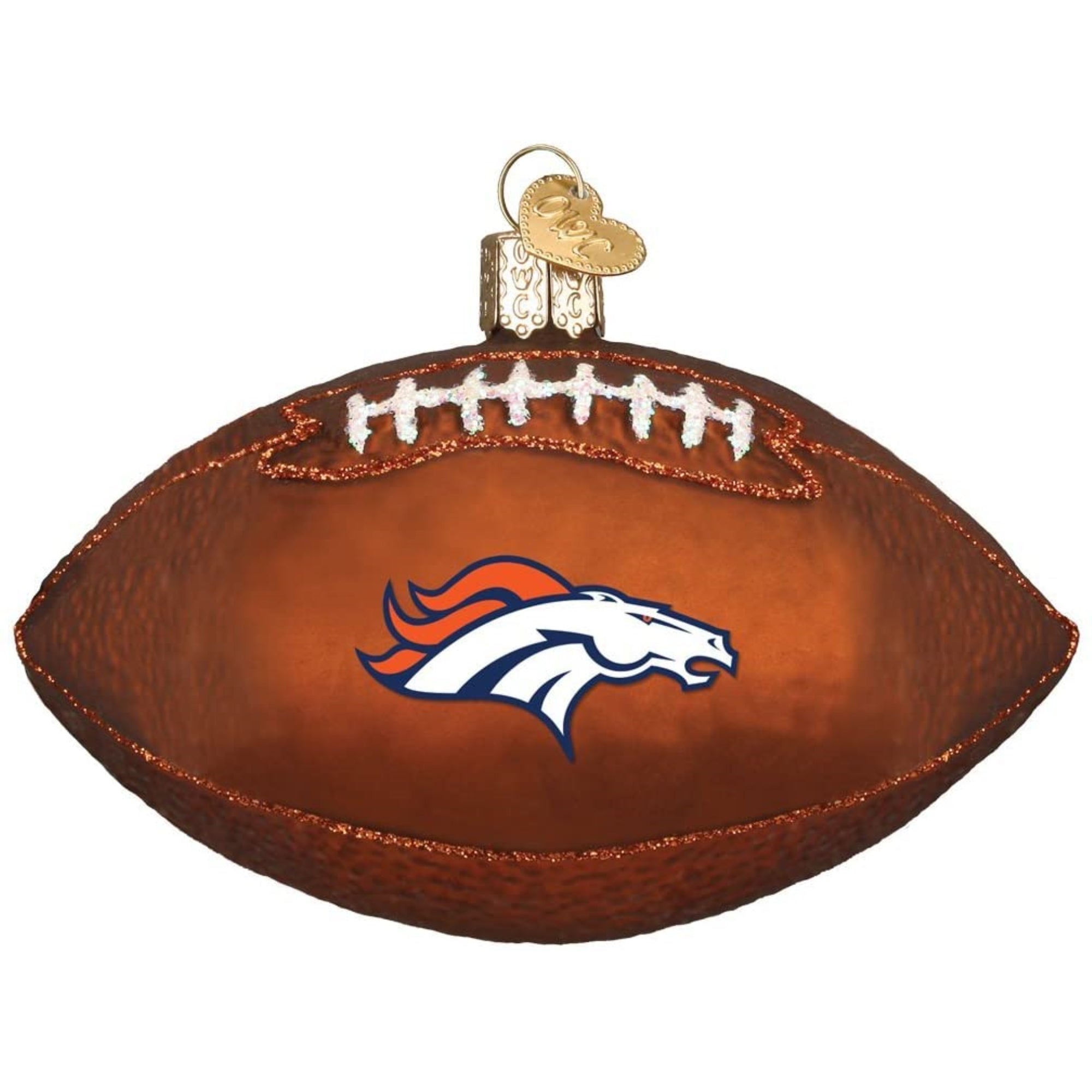 Old World Christmas Blown Glass Ornament for Christmas Tree, Denver Broncos Football