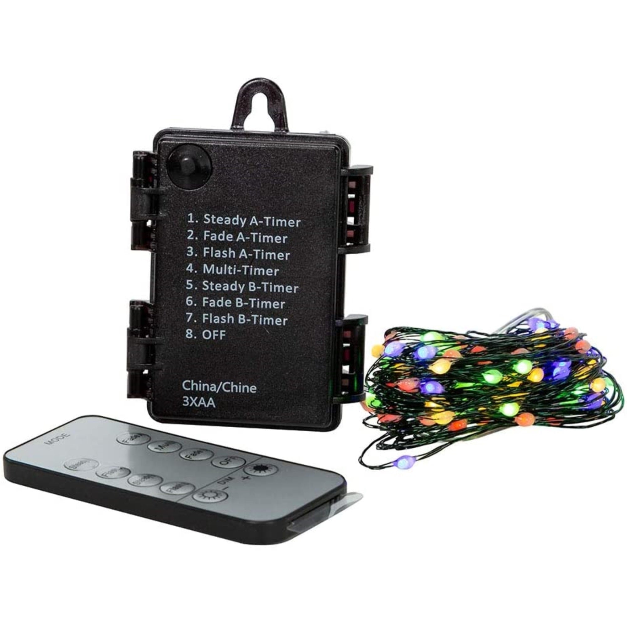 Kurt Adler Battery Operated 100-Light Dual Color LED Light String with 8 Light Functions, 34'